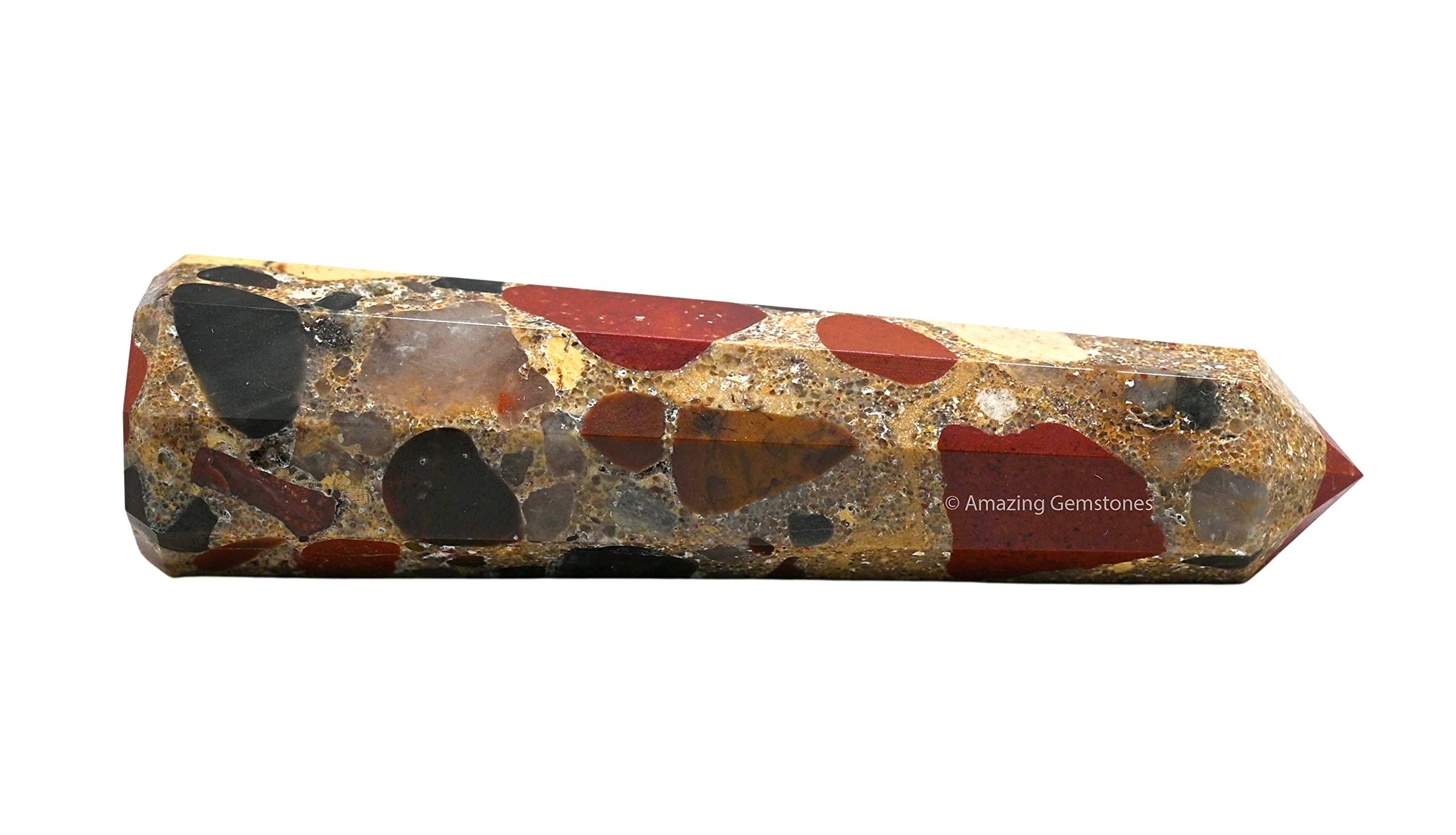 Amazing Gemstone bastón cristal jaspe moteado: ideal para meditaciones y claridad mental.
