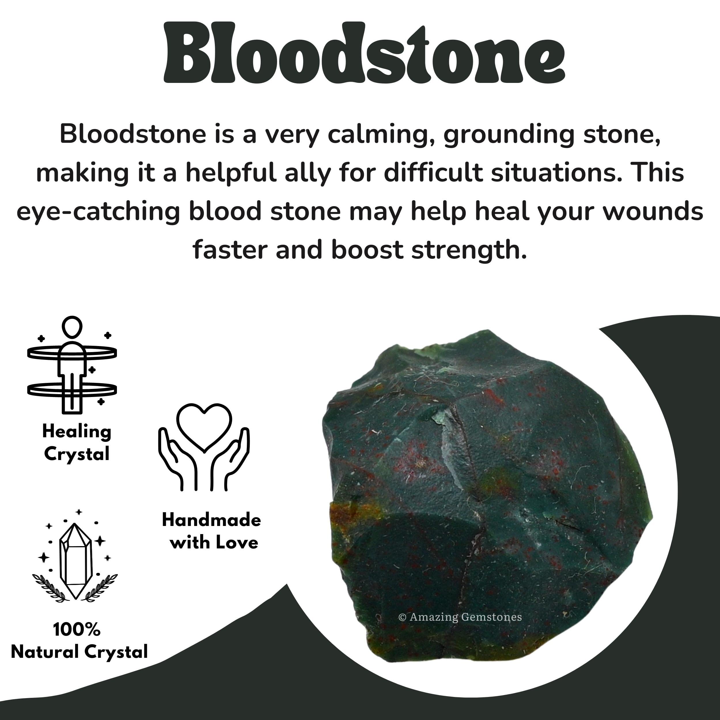 Amazing Gemstone Bloodstone – bolsa de terciopelo incluida para regalo.