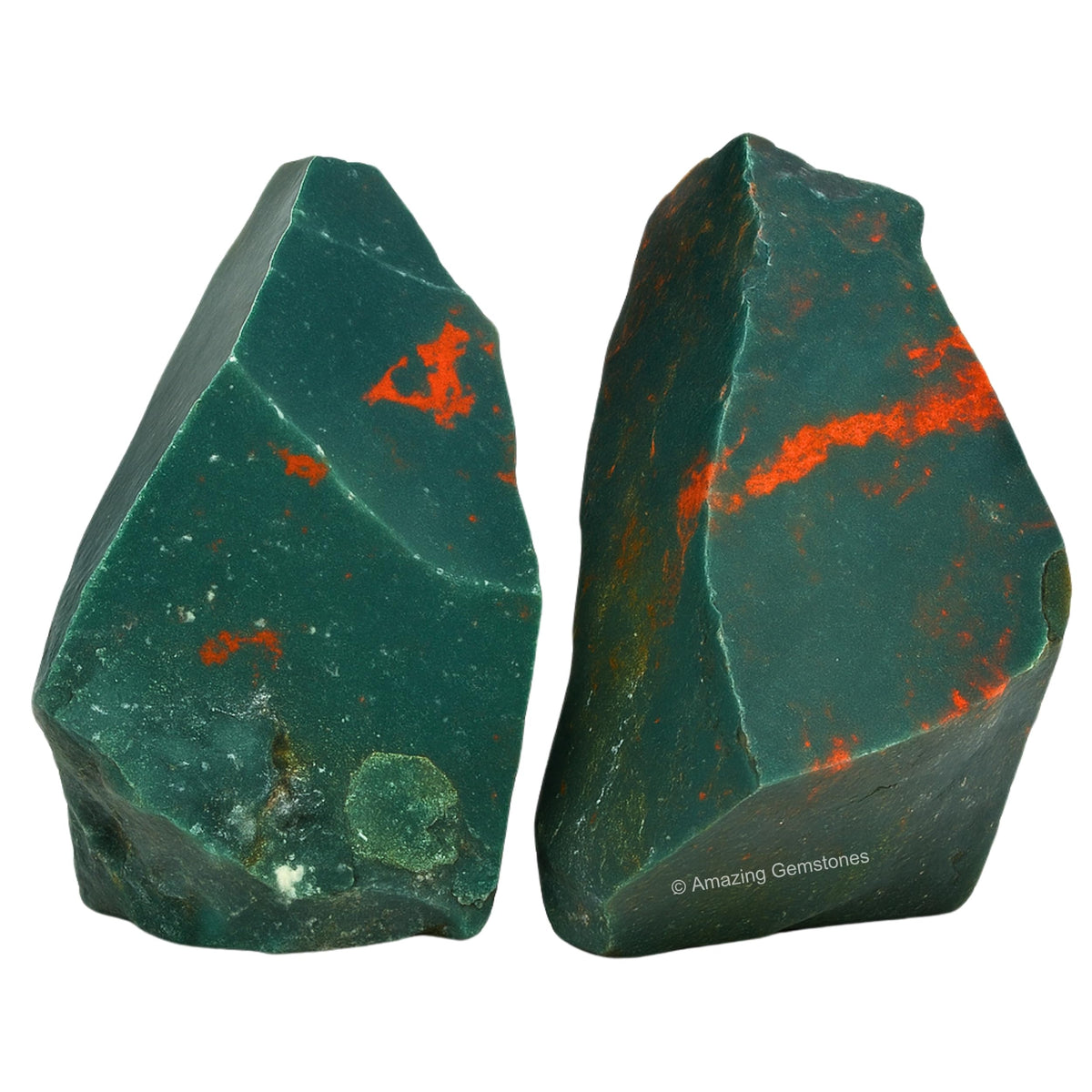 Amazing Gemstone Bloodstone – cristal crudo, dos piezas para enfoque y calma.