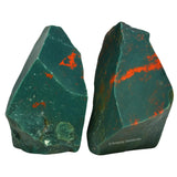 Amazing Gemstone Bloodstone – cristal crudo, dos piezas para enfoque y calma.