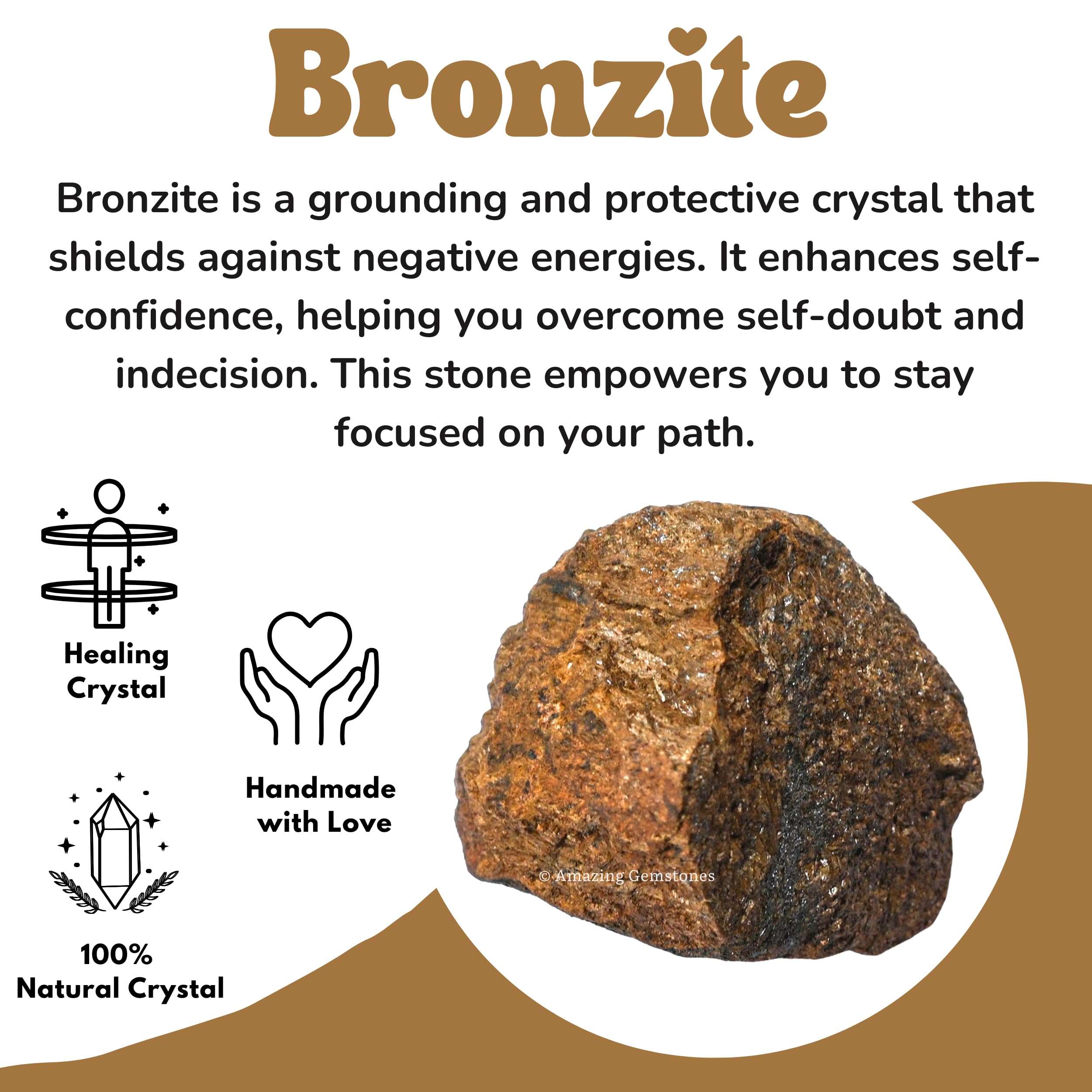 Amazing Gemstone bronzite, detalle de autenticidad que inspira confianza en la compra.