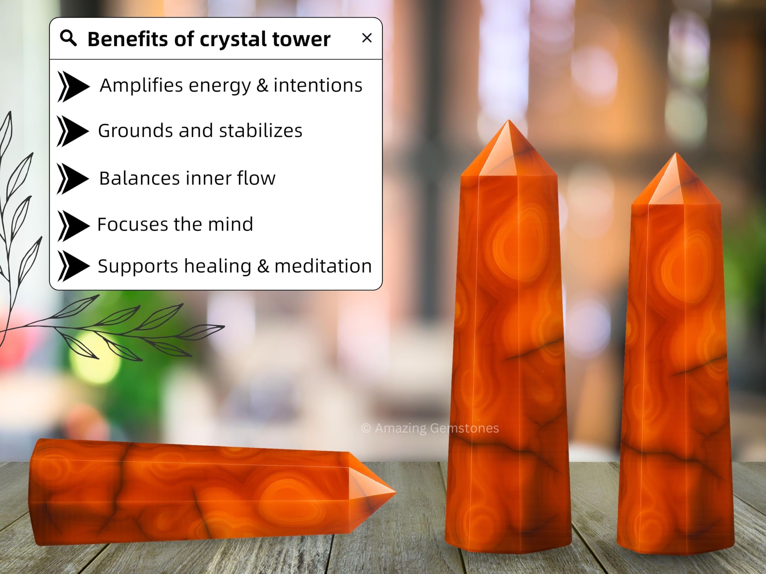 Amazing Gemstone Carnelian centro de intenciones: ayuda a fijar metas con claridad.