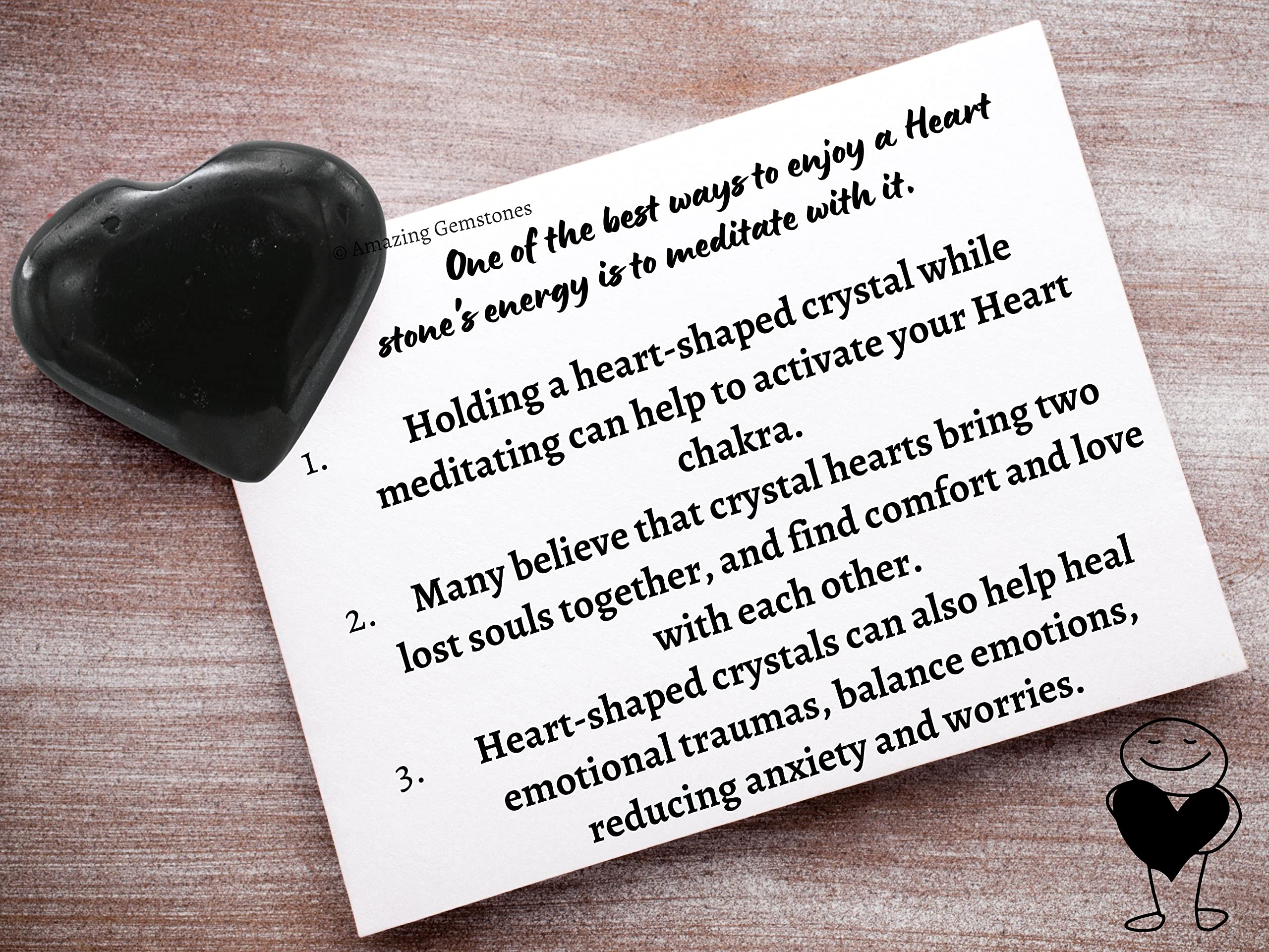 Amazing Gemstone: corazón de tourmalina negra para grid de cristales.