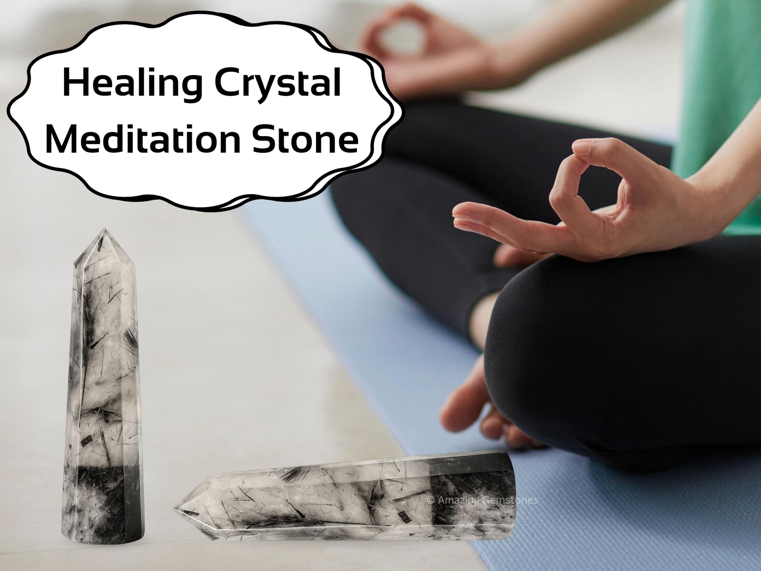 Amazing Gemstone Cristal negro para meditación y purificación de energía en casa.