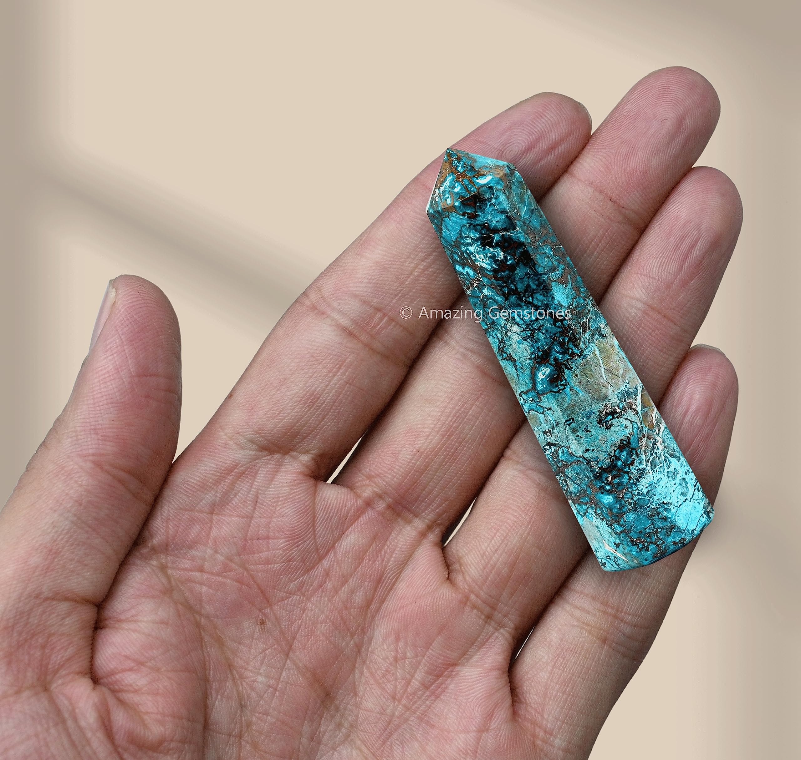 Cuadrícula de cristal con torre Chrysocolla-Shattuckite para prácticas energéticas, Amazing Gemstone.
