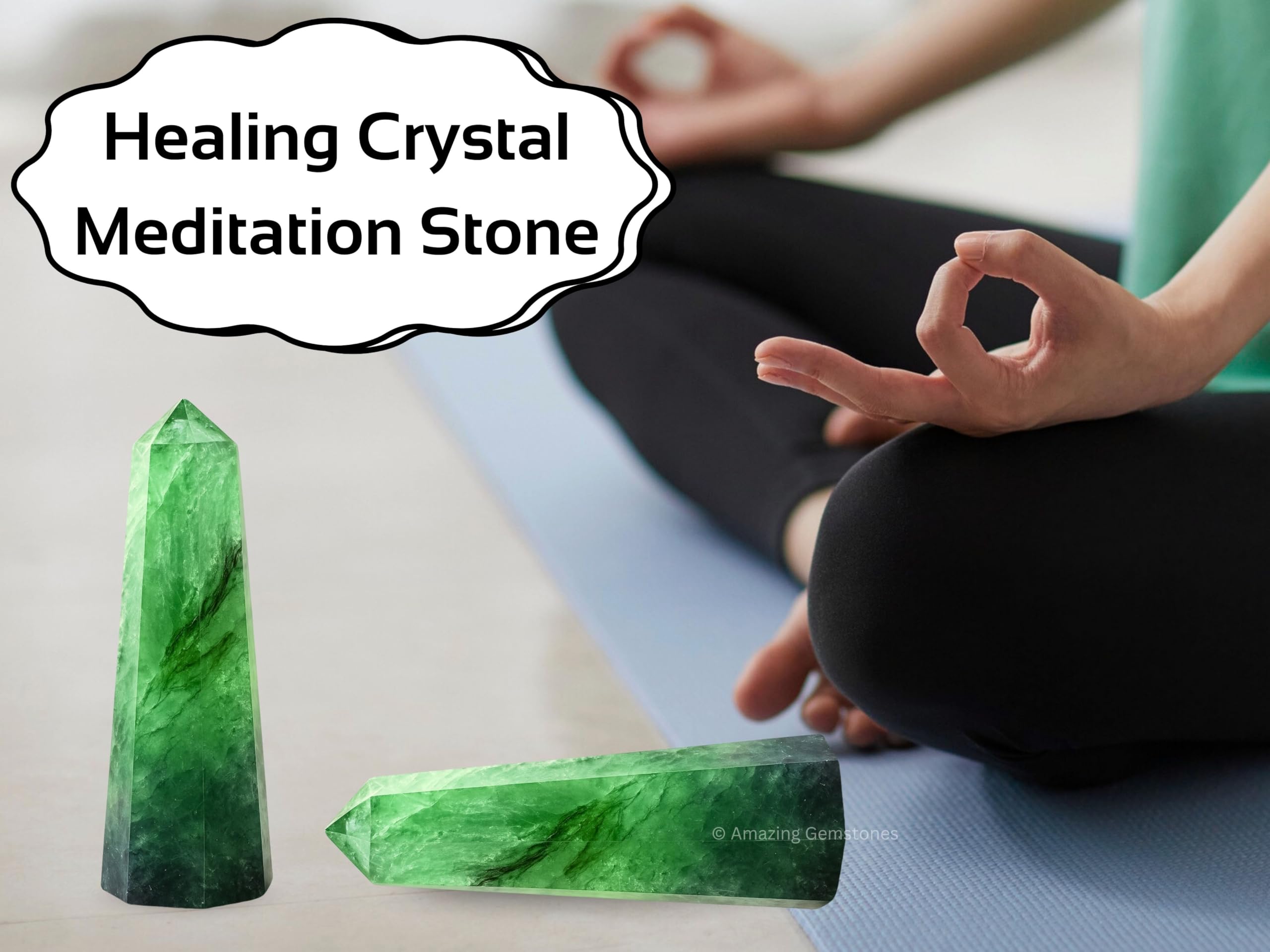 Amazing Gemstone cuadrícula-cristales-verde-fluorita facilita meditacion y enfoque.