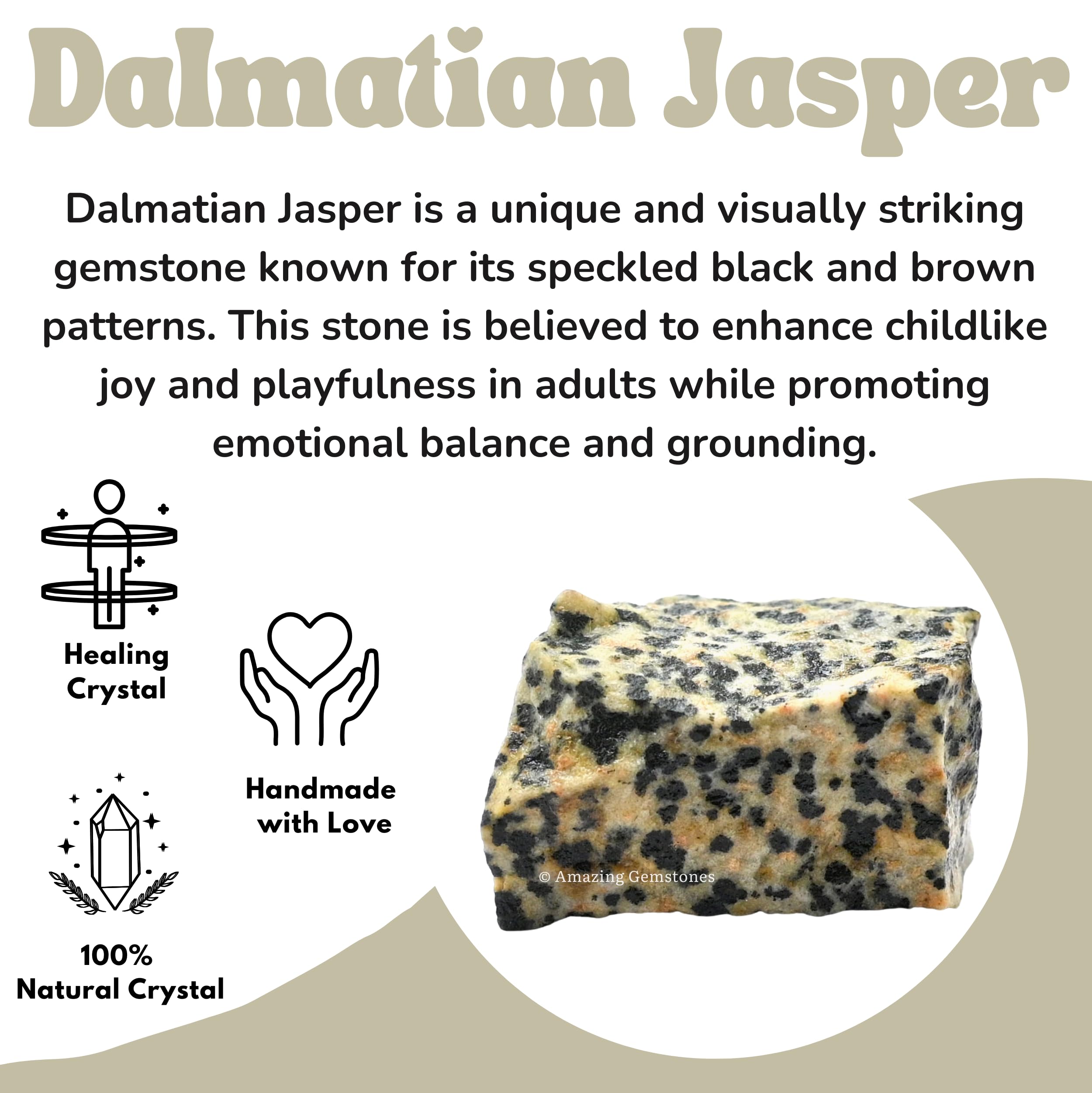 Amazing Gemstone Dalmatian Jasper, pieza cruda para artesanía y colección.