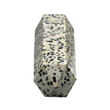Amazing Gemstone Dalmatian Jasper Tower, in-grid center, enhances crystal layouts and intention setting.