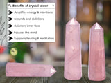 Ambiente energizante limpio con torre cristal rosa de Amazing Gemstone
