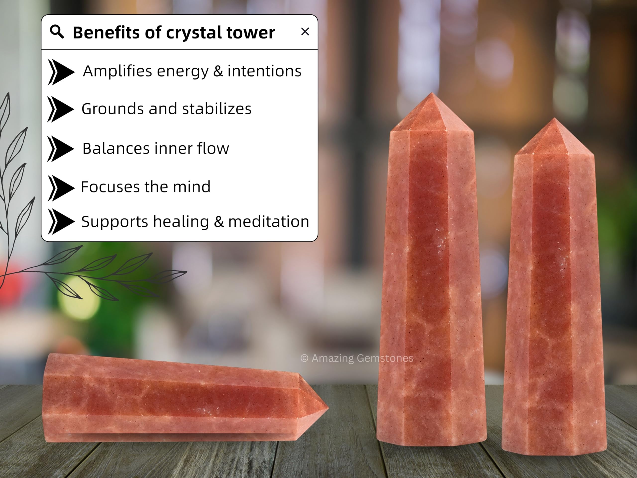Amazing Gemstone energía de meditación con cuarzo fresa para calma interna