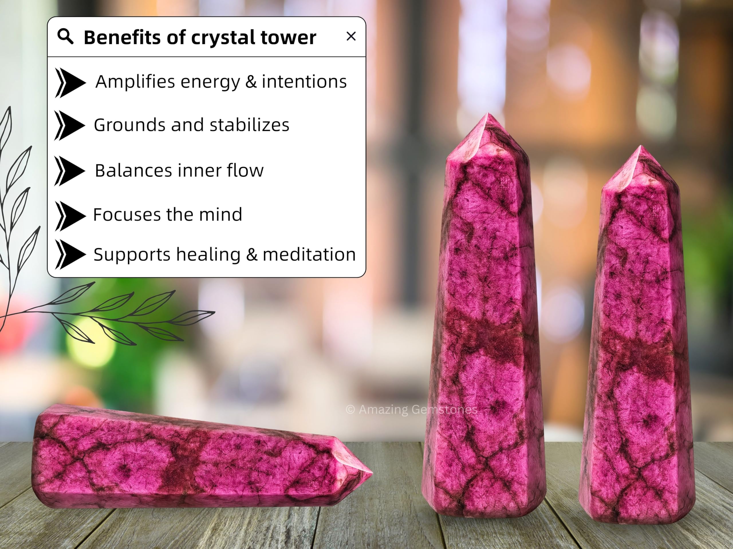 Amazing Gemstone energía diaria con torre cristal cobalto-calcita para rituales.