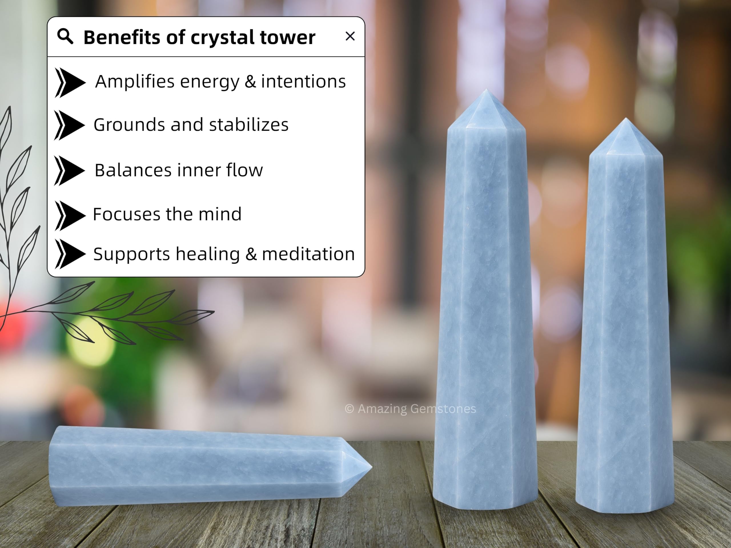 Amazing Gemstone espacio Reiki y bienestar con obelisco cristal