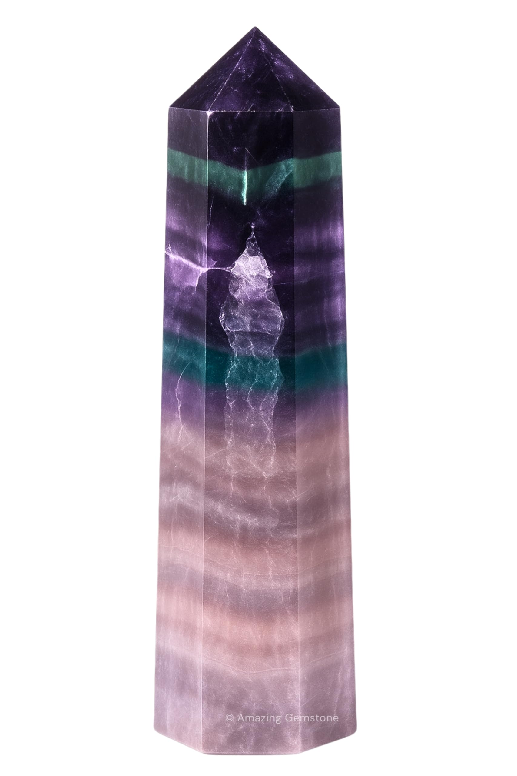 Amazing Gemstone fluorita torre cristal: mejora la energía del espacio y foco meditativo.