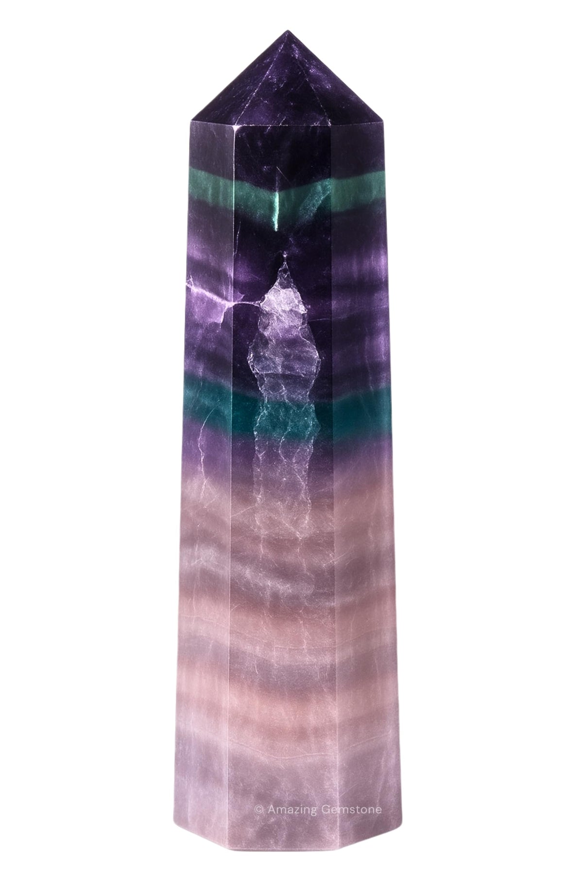 Amazing Gemstone fluorita torre cristal: mejora la energía del espacio y foco meditativo.