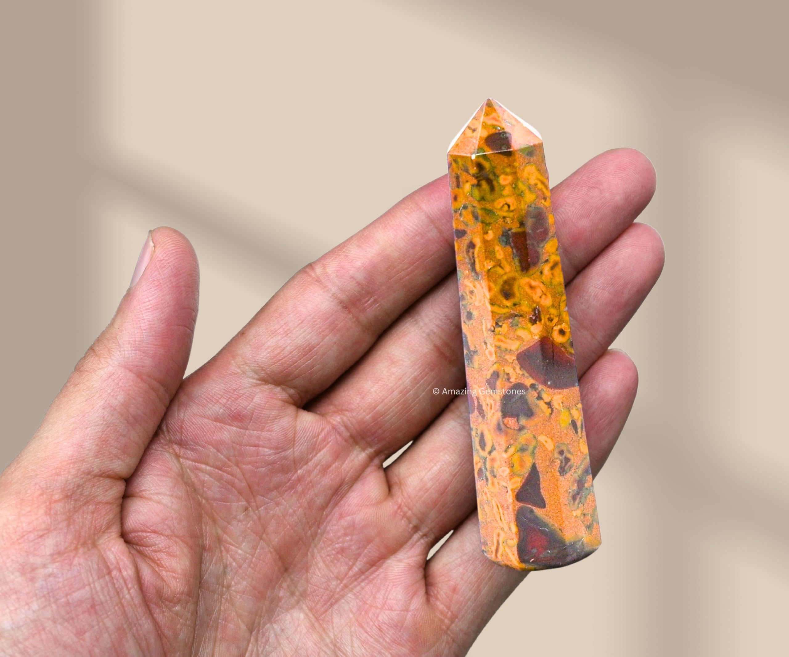 Amazing Gemstone Fruta Jasper torre cristal punta ideal como centro de rejilla.