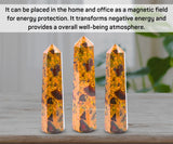 Amazing Gemstone Fruta Jasper torre cristal punta es energía para espacios de trabajo.
