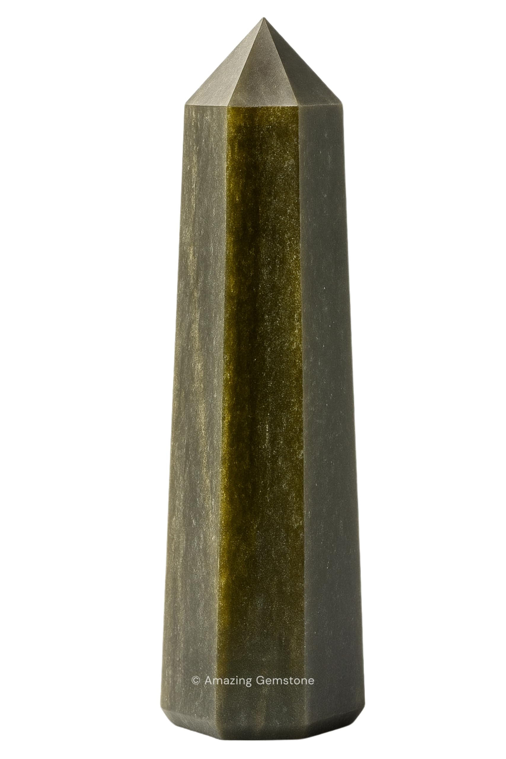 Amazing Gemstone Golden Sheen Obsidian: torre-punta-cristal para enfoque energético y reenergización.