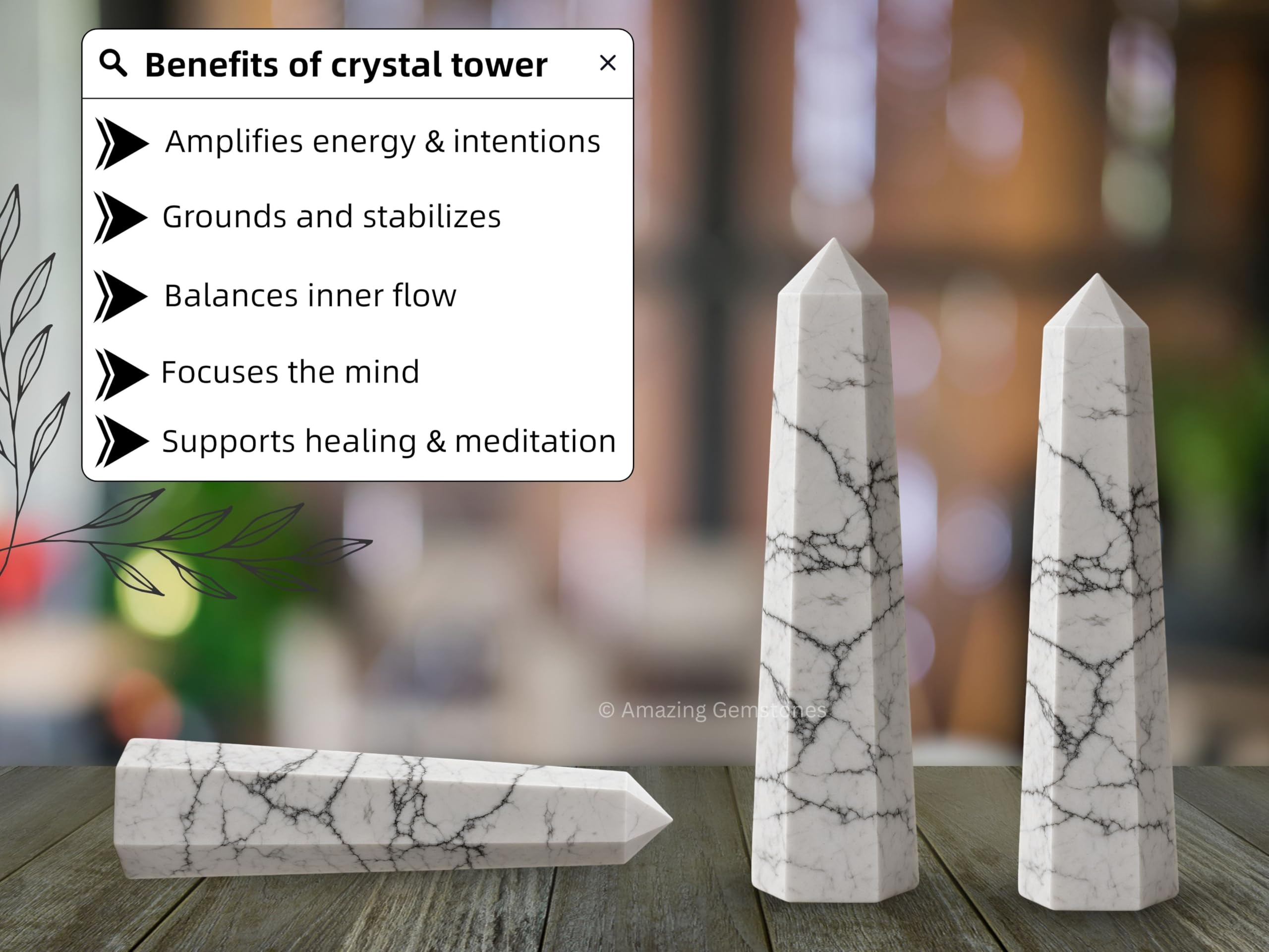 Amazing Gemstone Howlite centro-grid cristal para grid energético