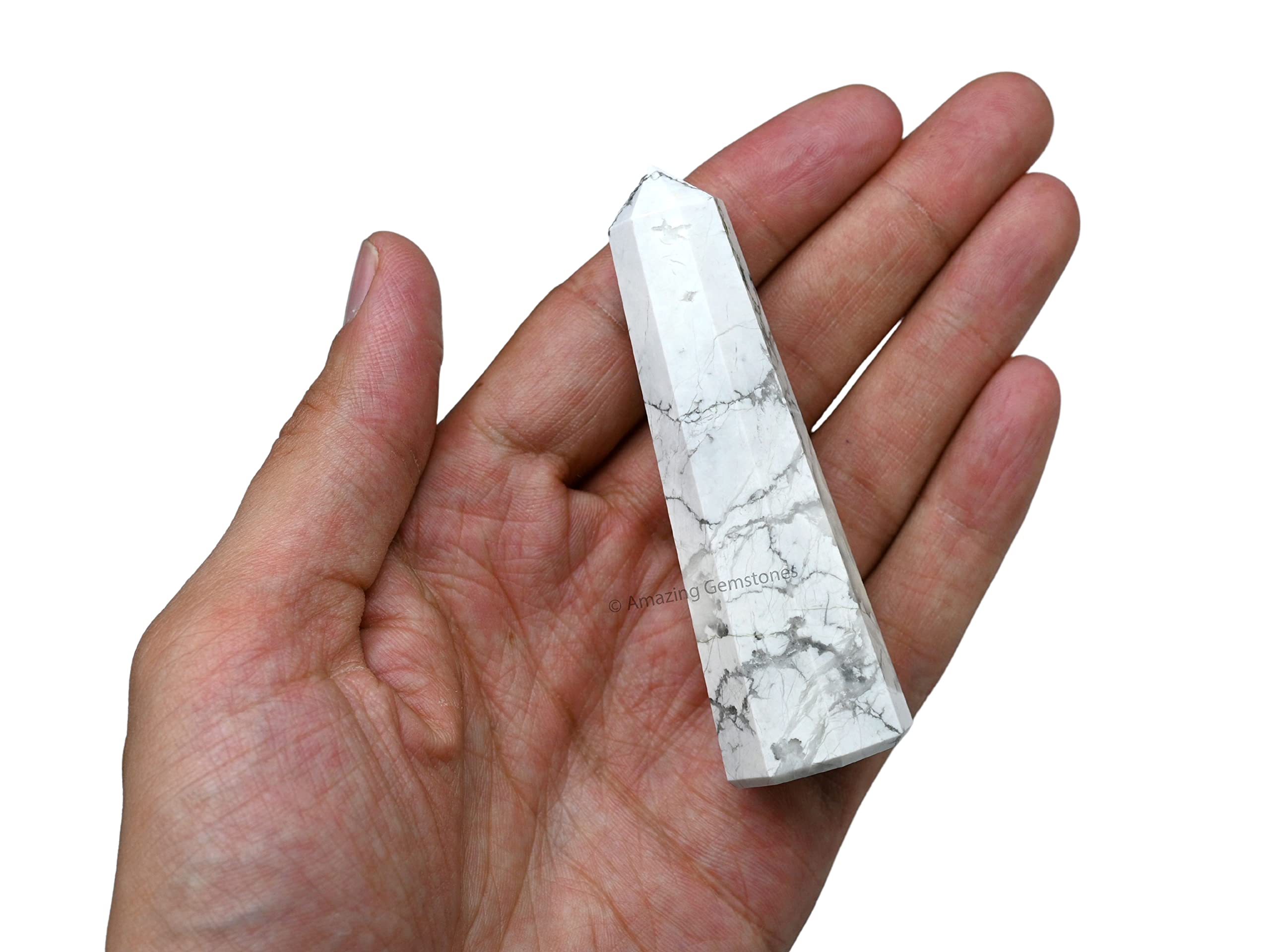 Amazing Gemstone Howlite punta-cristal dirige energía para sanación
