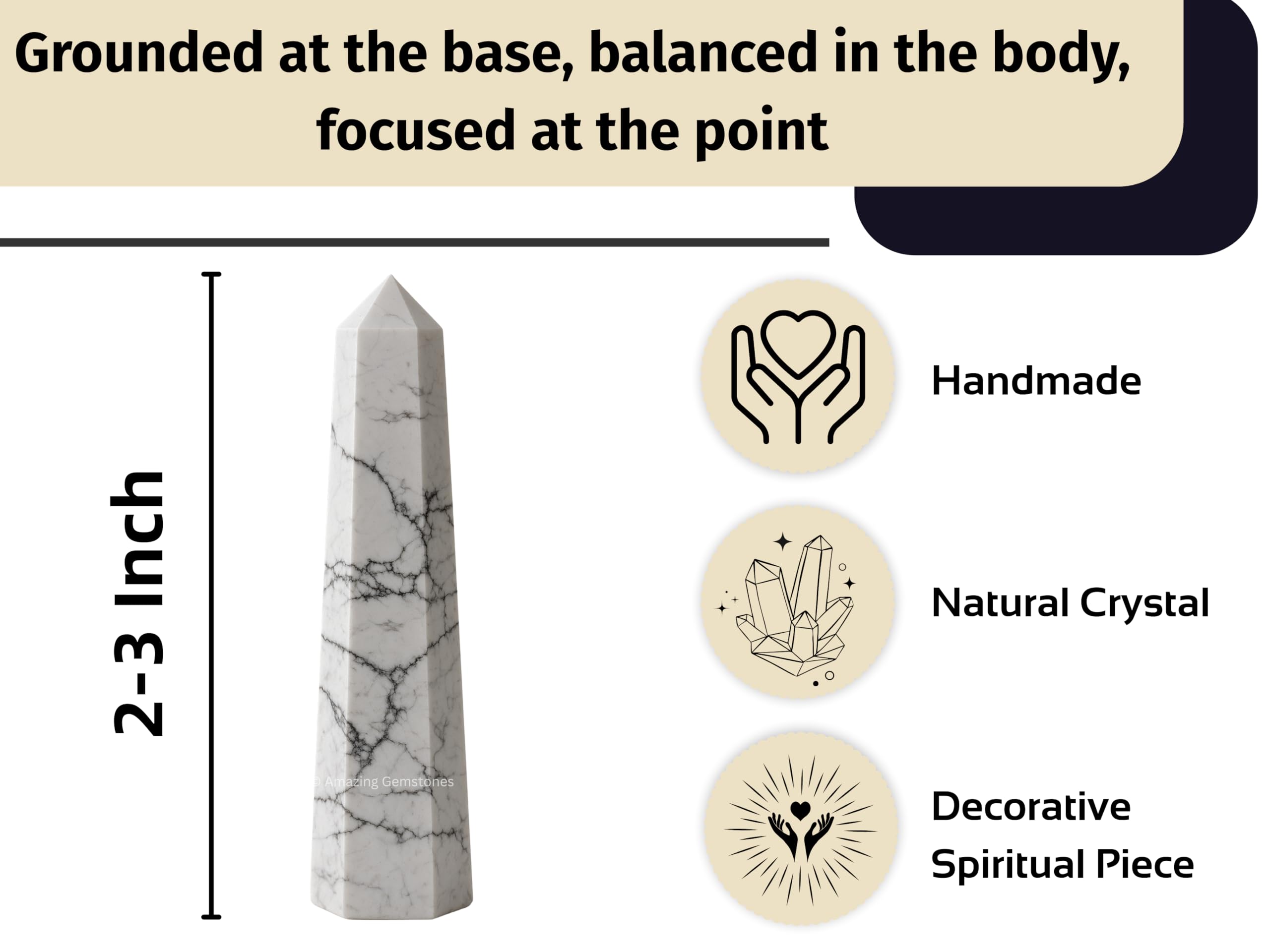 Amazing Gemstone Howlite purificador-espacio para concentración