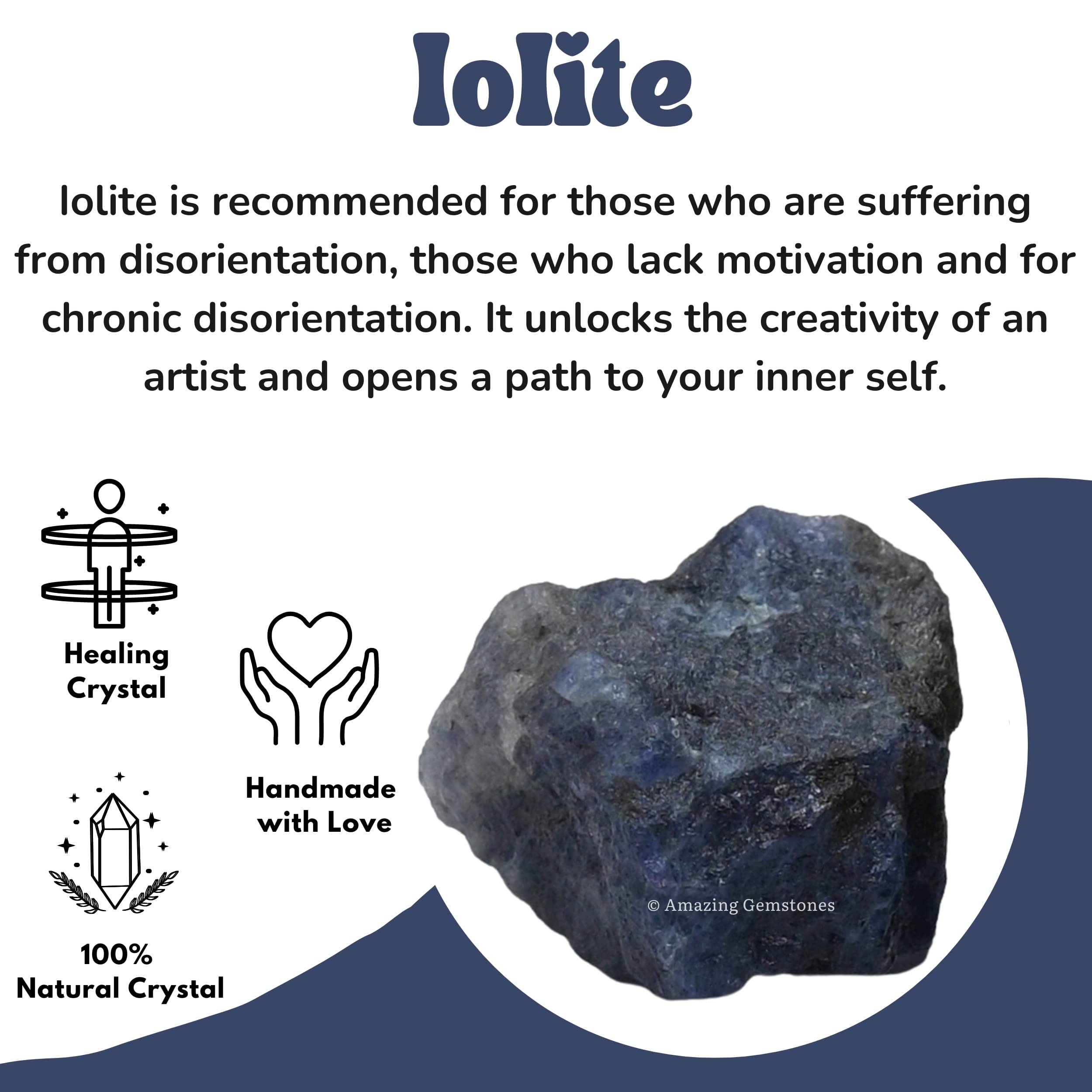 Piedra iolita con certificado de autenticidad de Amazing Gemstone.