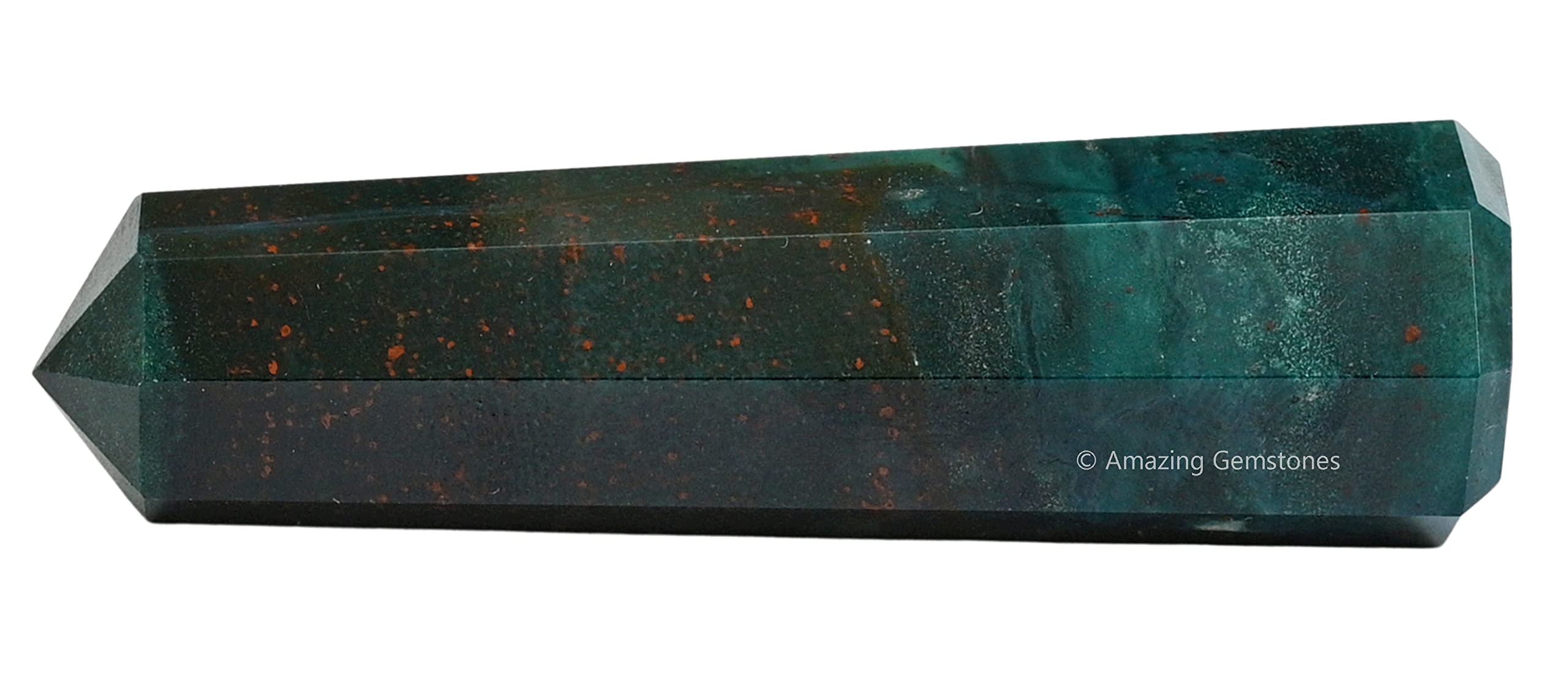 Punta de cristal jaspe sangre Amazing Gemstone enfocando energía y protección.