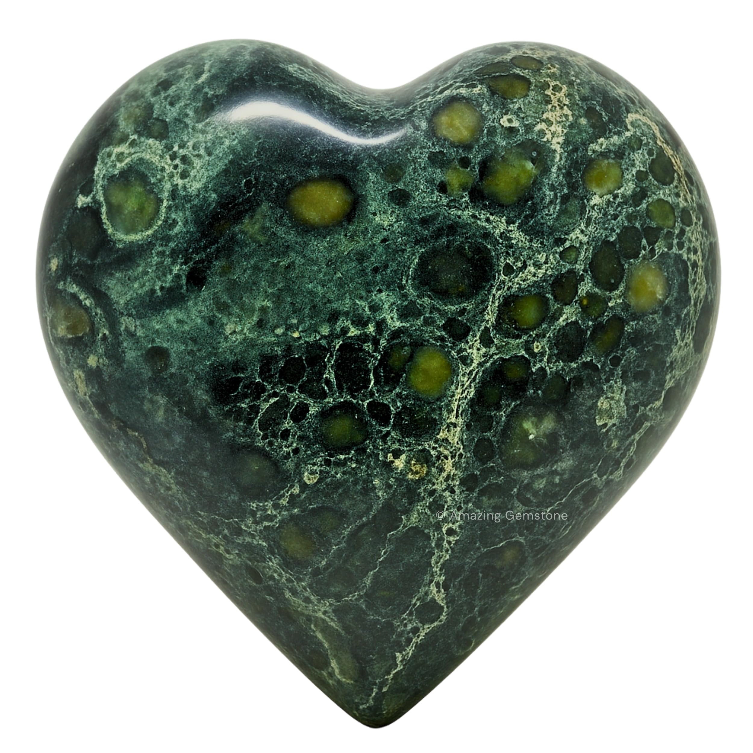 Amazing Gemstone kambaba jasper corazon palma, ideal para masaje suave y relajación.