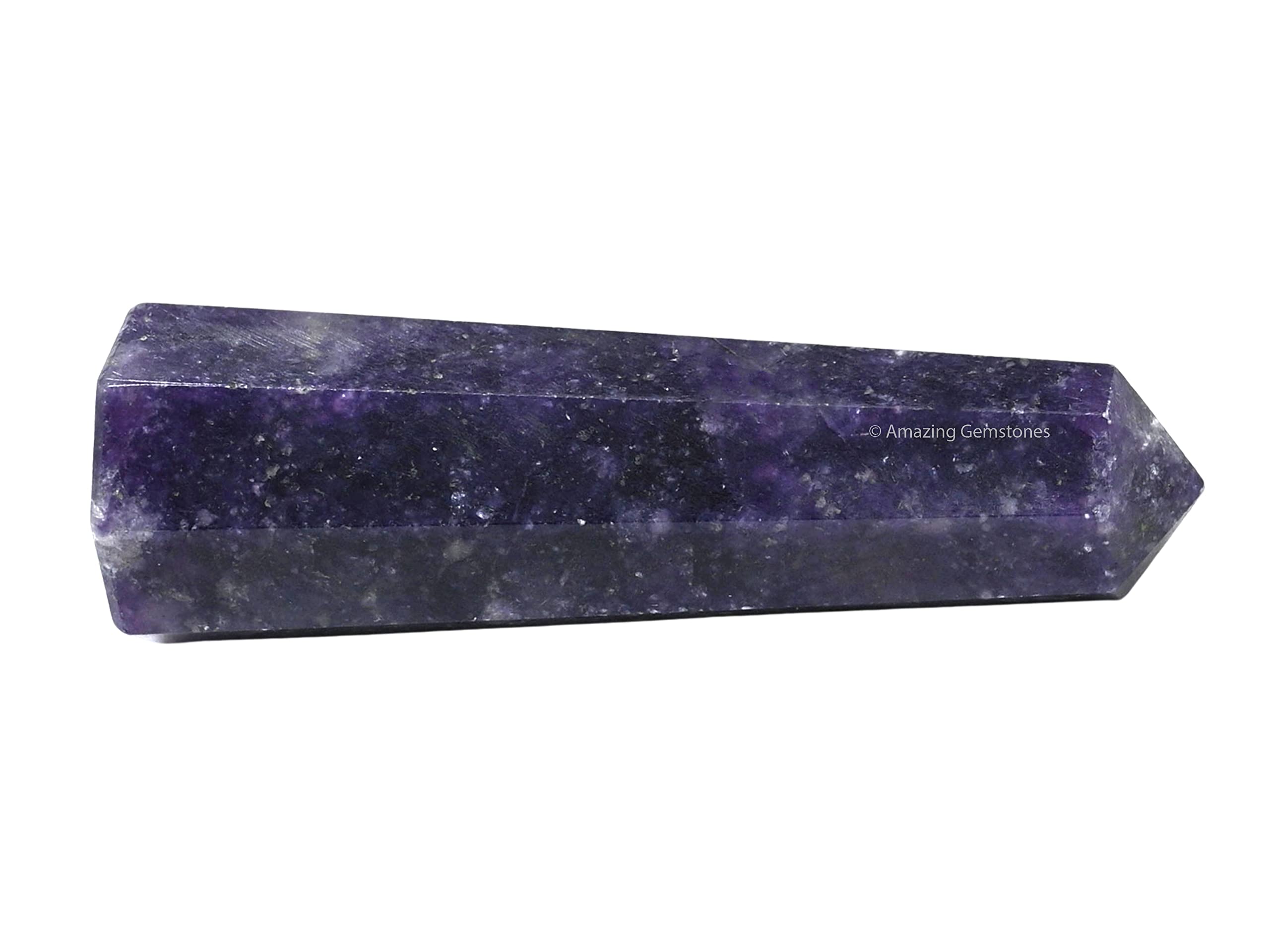 Amazing Gemstone Lepidolita, punta-cristal dirige energía para red de cristales y meditación.