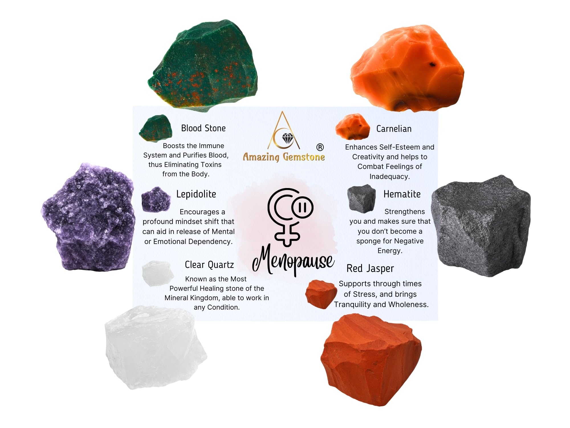 Amazing Gemstone lepidolita: apoyo emocional y serenidad durante la menopausia.