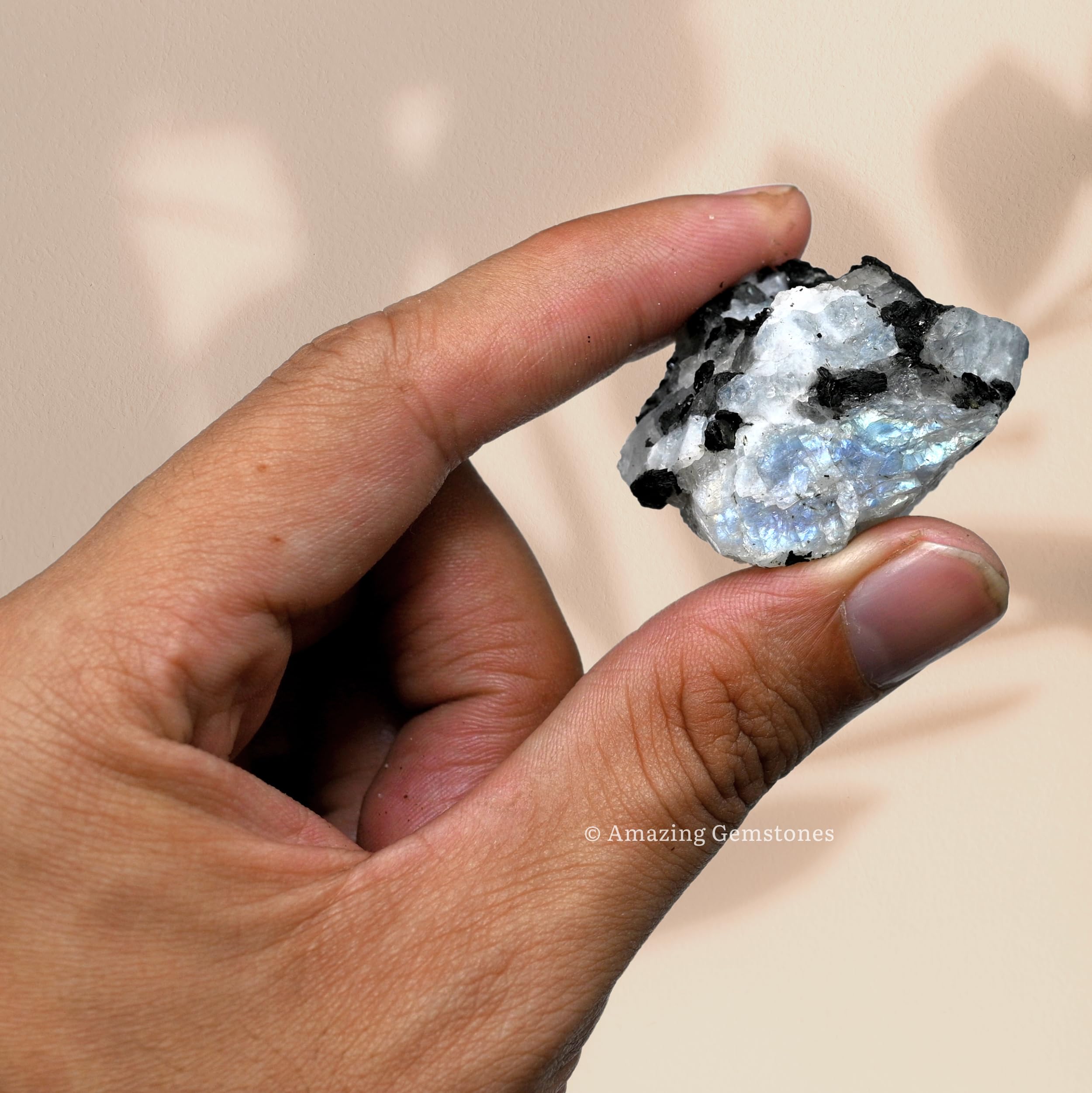 Amazing Gemstone Moonstone arcoíris, cristal crudo para decoración y colección personal.