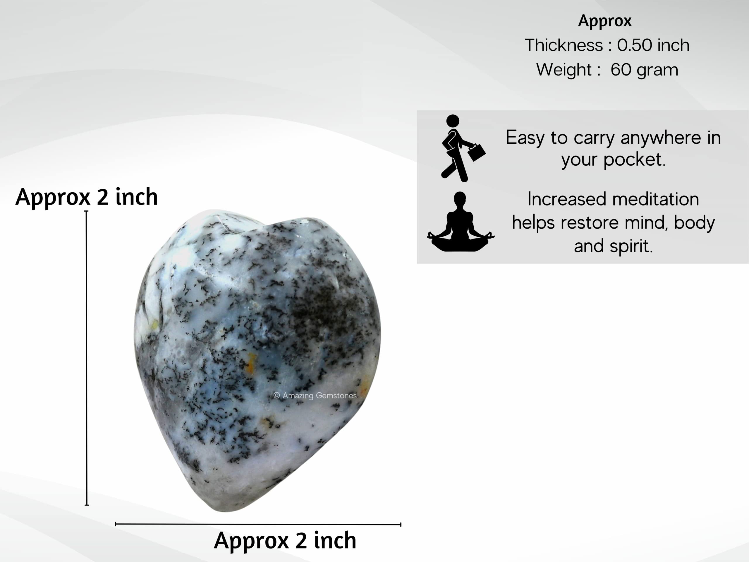 Amazing Gemstone Piedra palma opal dendrita: ideal para masaje de cuello y hombros