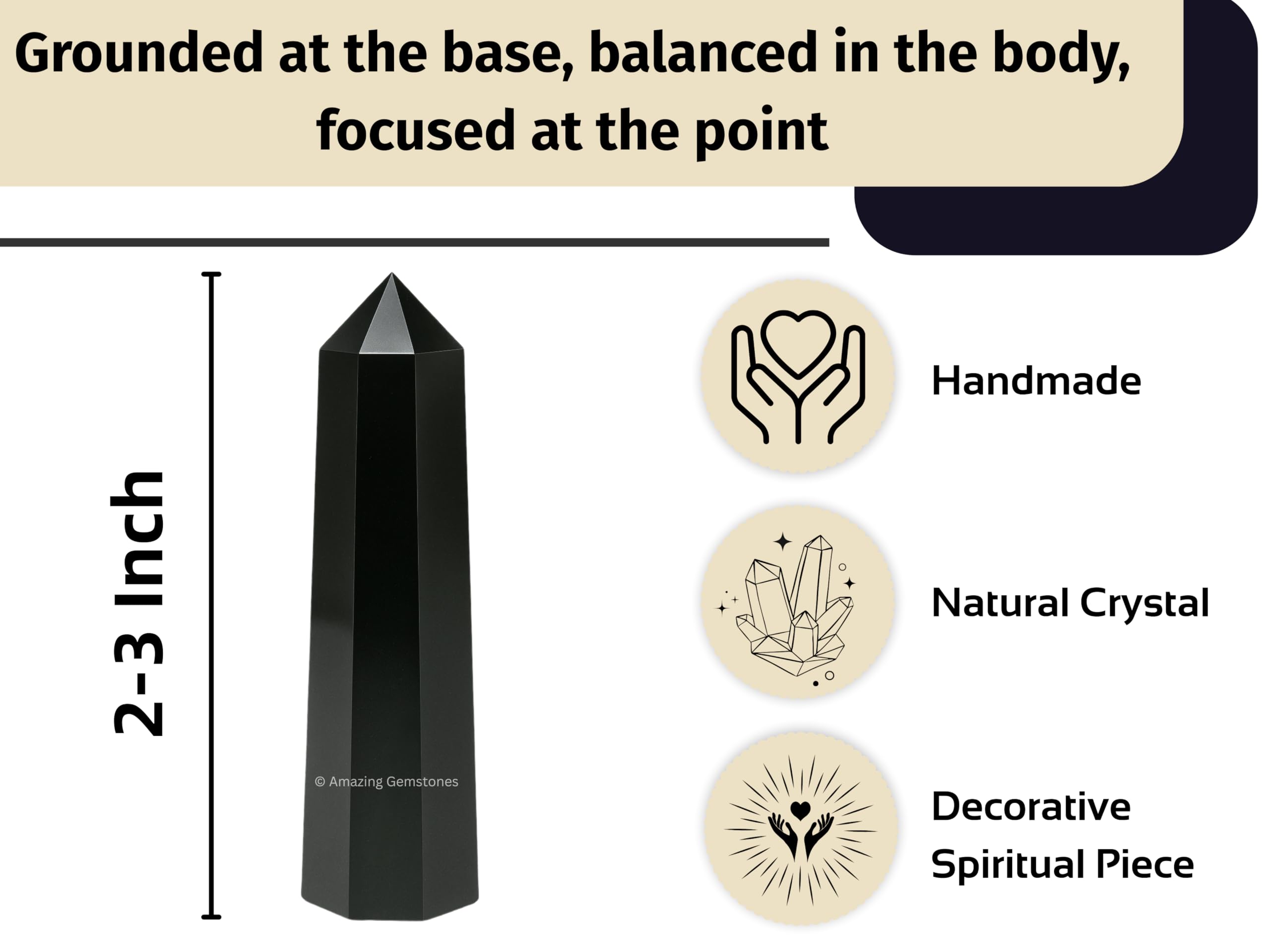 Amazing Gemstone meditacion agata negra: facilita la serenidad durante la práctica.