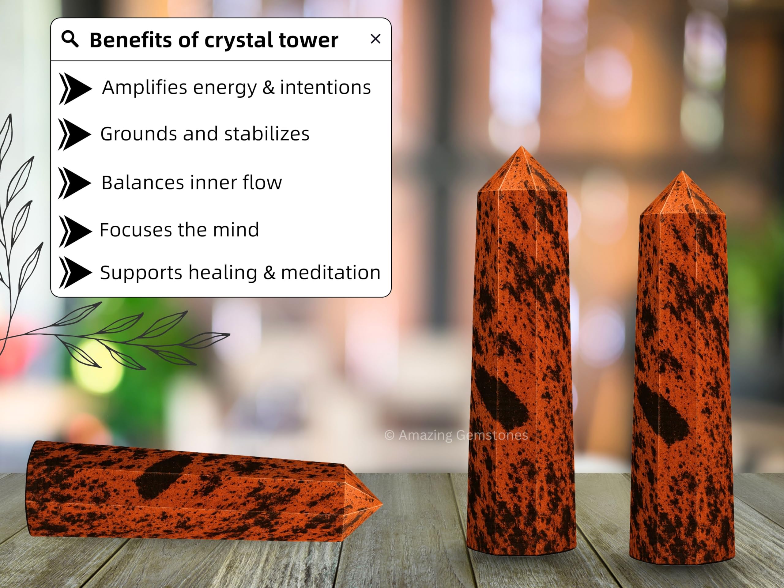Amazing Gemstone meditación y claridad con cristal de obsidiana caoba.