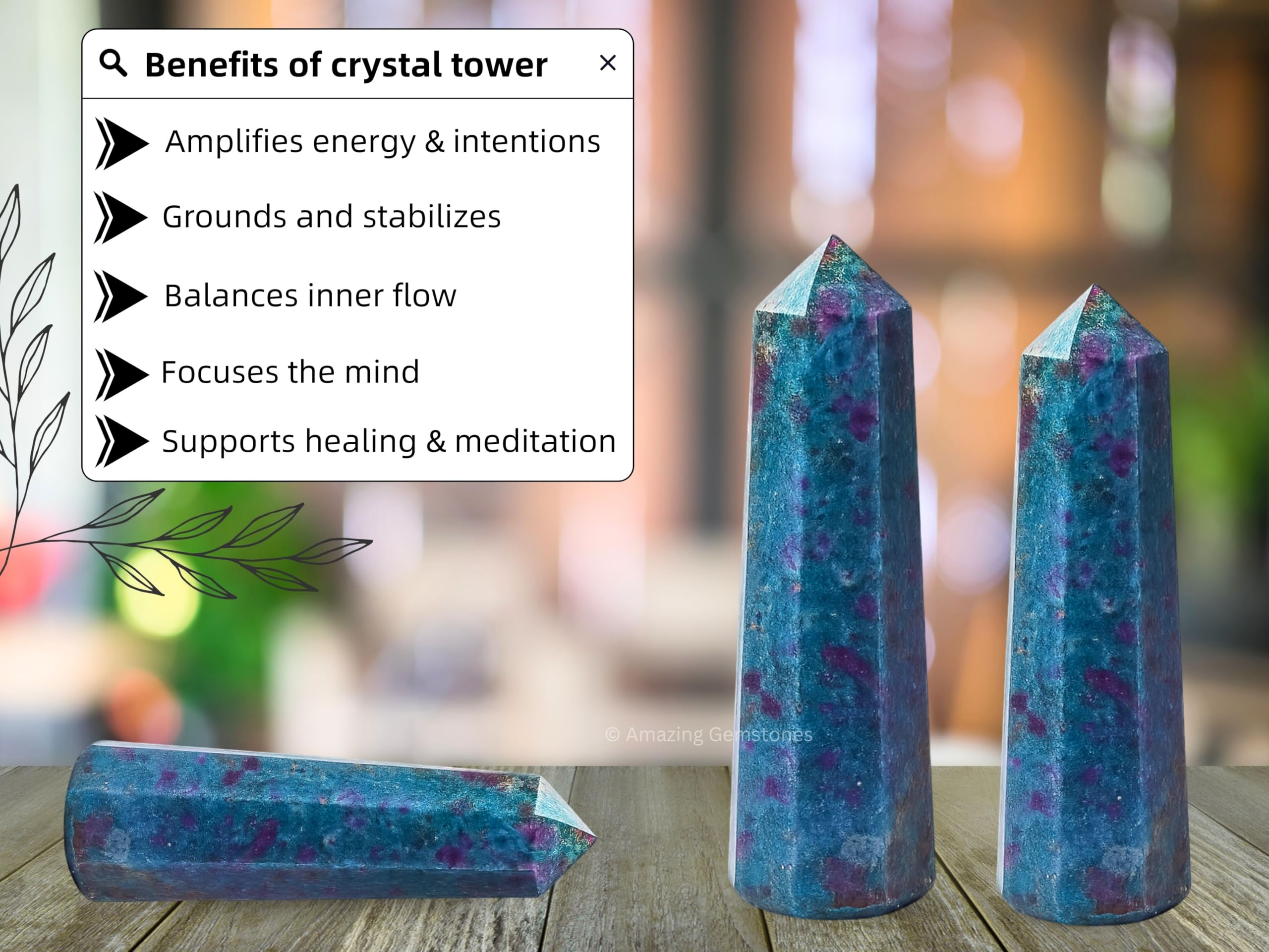 Amazing Gemstone meditacion cristales rubí cianita para calma y enfoque.