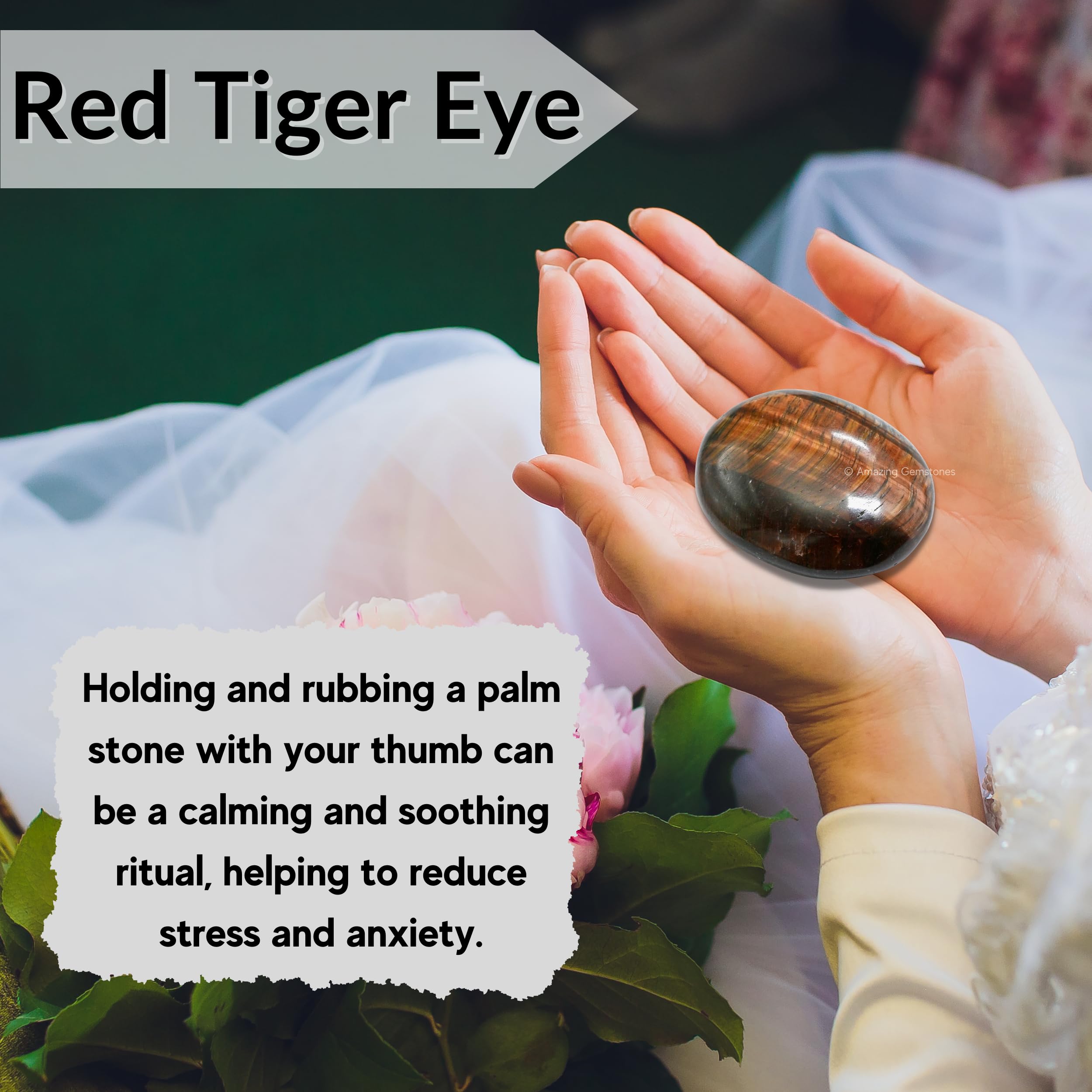 Amazing Gemstone meditacion piedra ojo de tigre rojo para concentración y atención plena