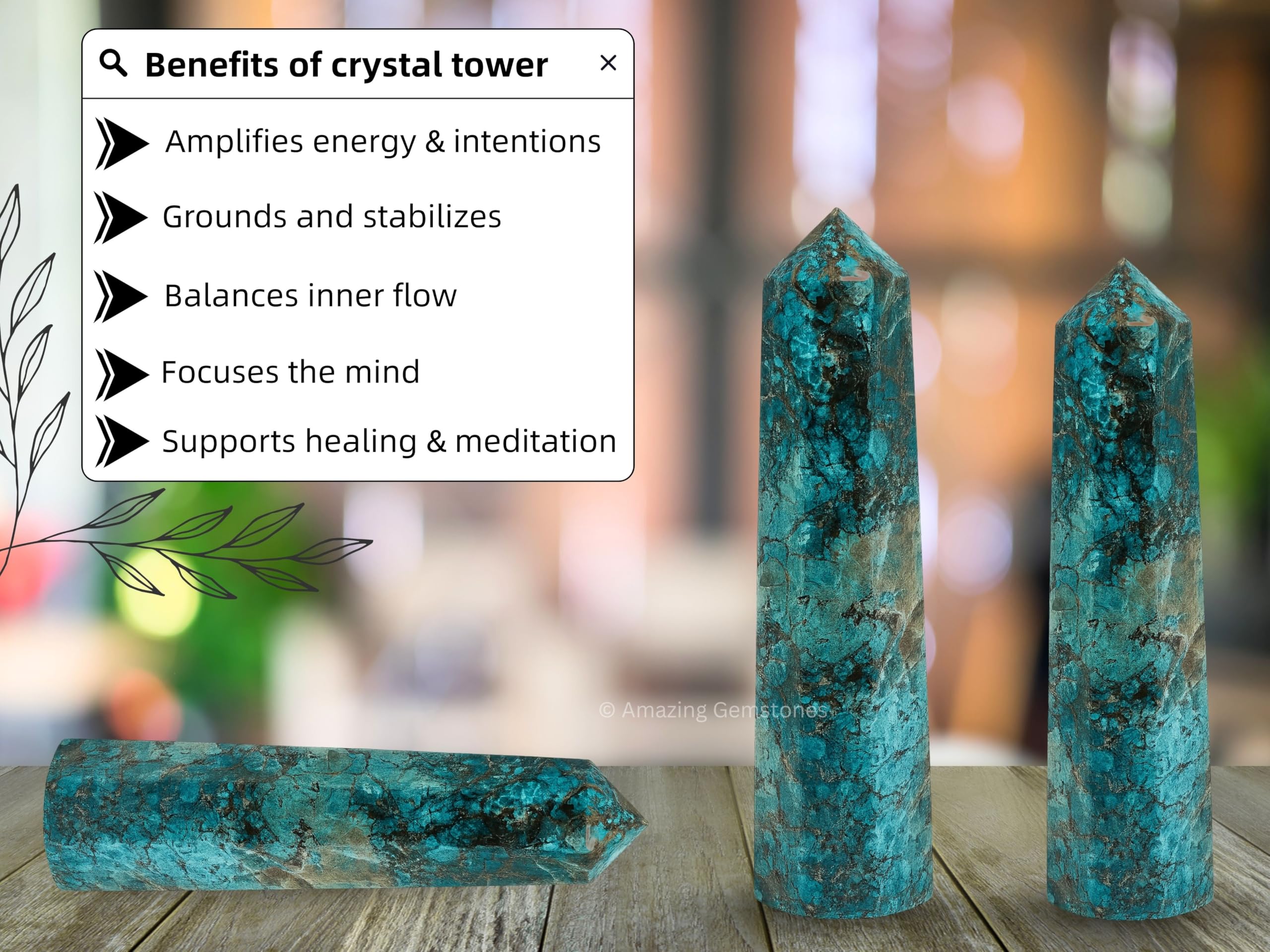 Mesa o escritorio con torre cristal para altares, Amazing Gemstone.