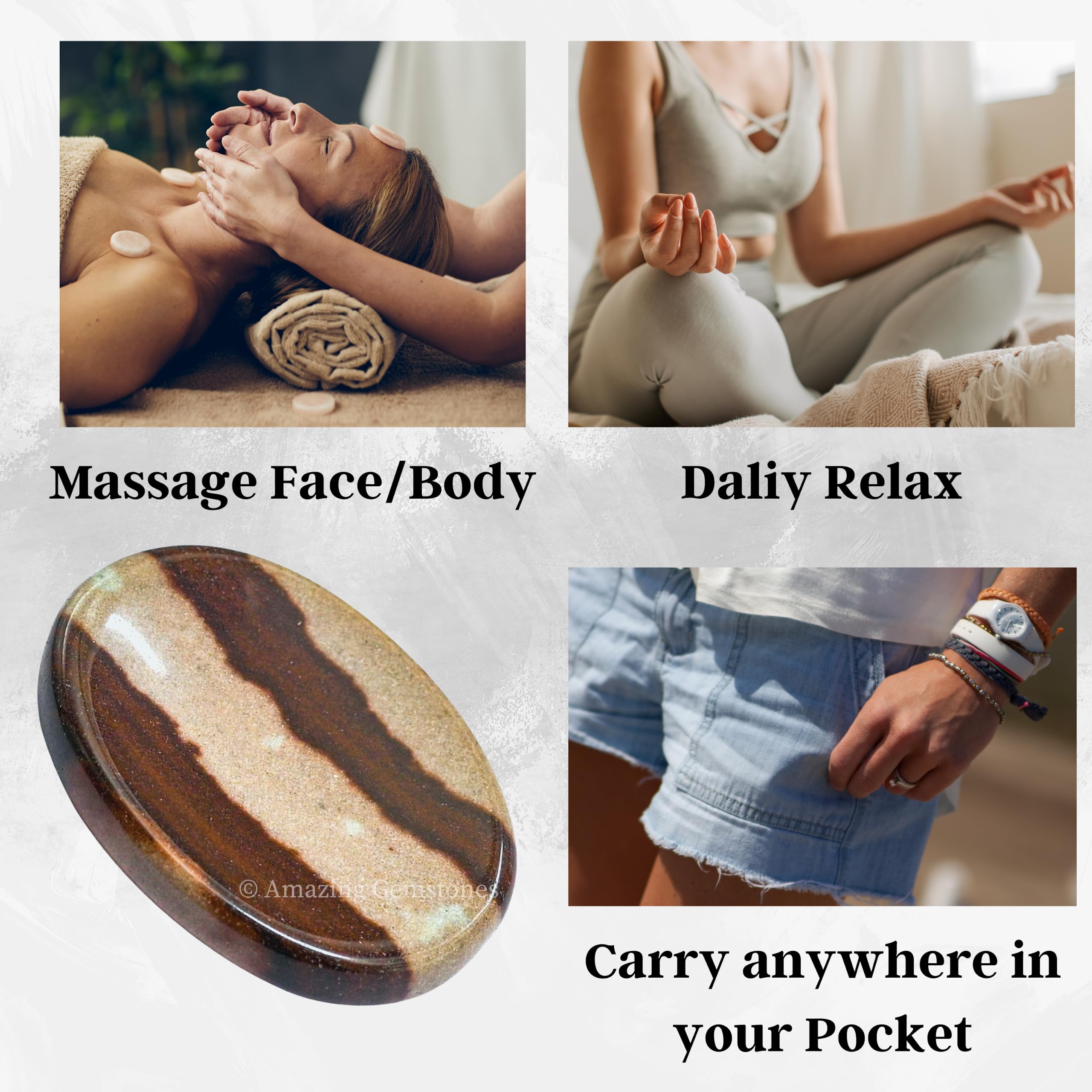 Amazing Gemstone Narmada Shiva Lingam Worry Stone energias equilibradas: apoyo durante meditacion