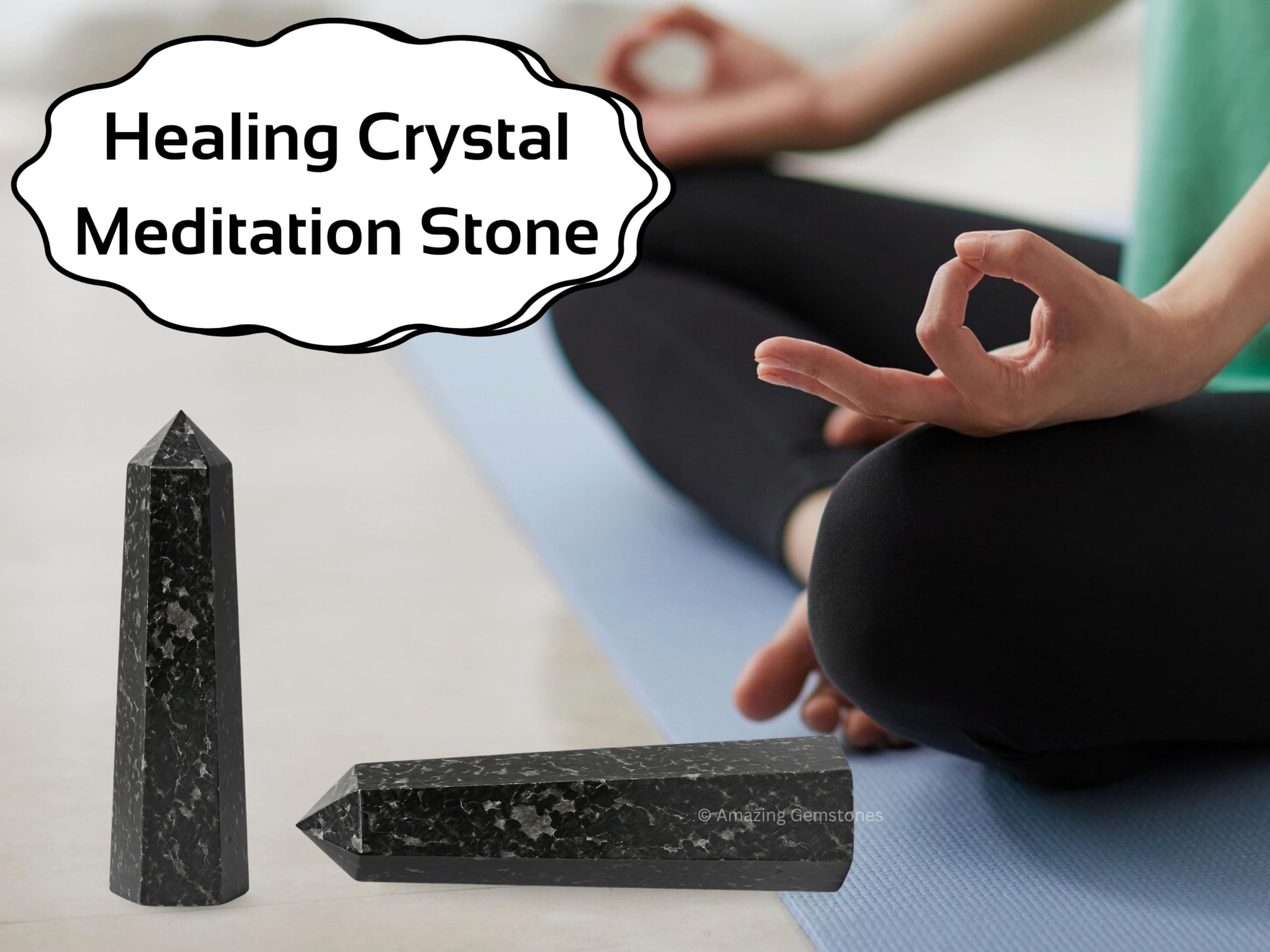 Amazing Gemstone Nuummite torre energía equilibrio: acompaña rituales de relajación y enfoque