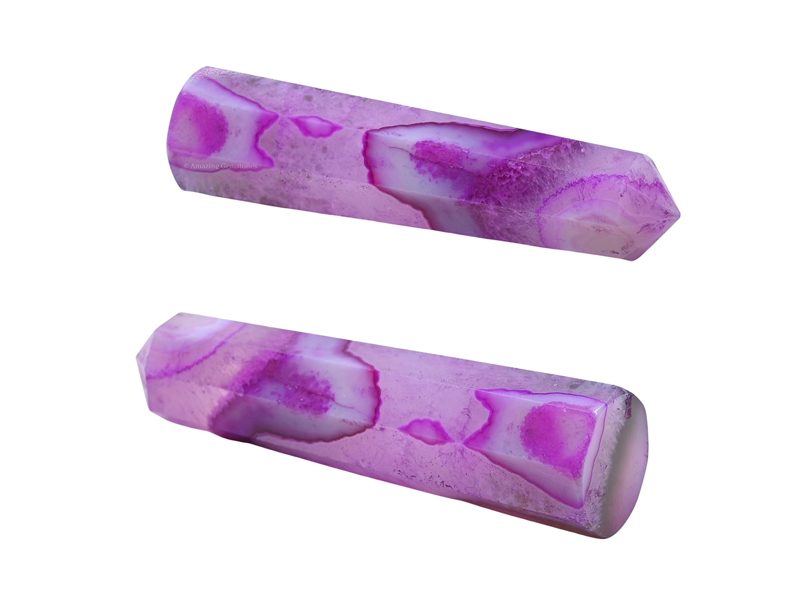 Amazing Gemstone obelisco de cristal agata rosada, potencia balance emocional y claridad mental.