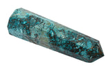 Obelisco cristal de Chrysocolla-Shattuckite enfocado para energía y equilibrio, Amazing Gemstone.