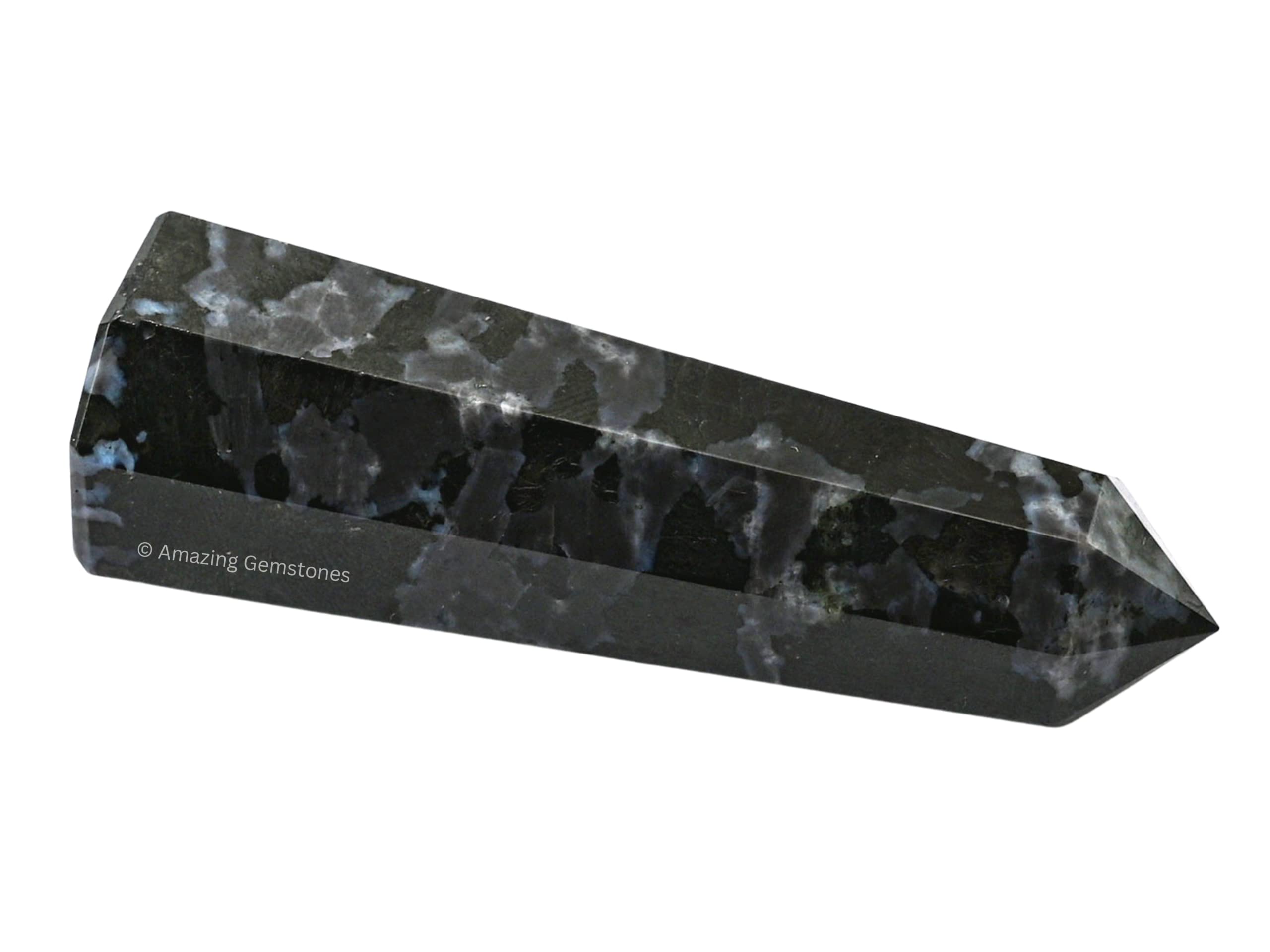 Amazing Gemstone Indigo Gabro, obelisco cristal, potencia balance mental y claridad en espacios.