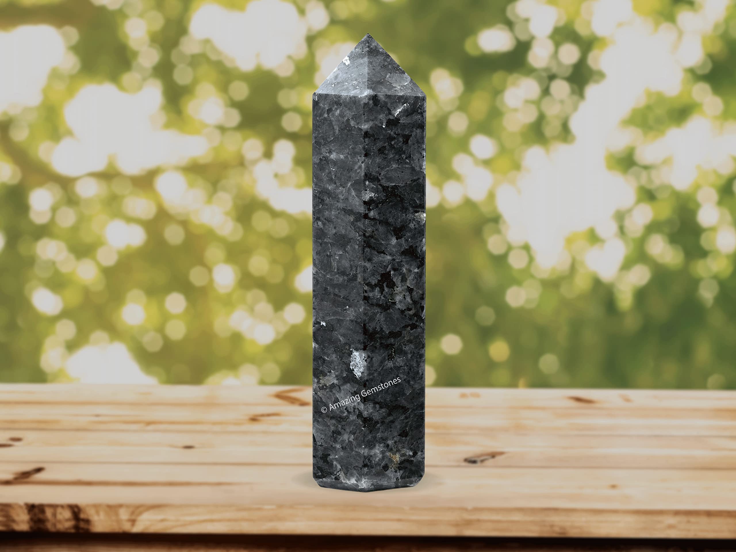 Amazing Gemstone obelisco larvikita para equilibrio mental y energía del espacio
