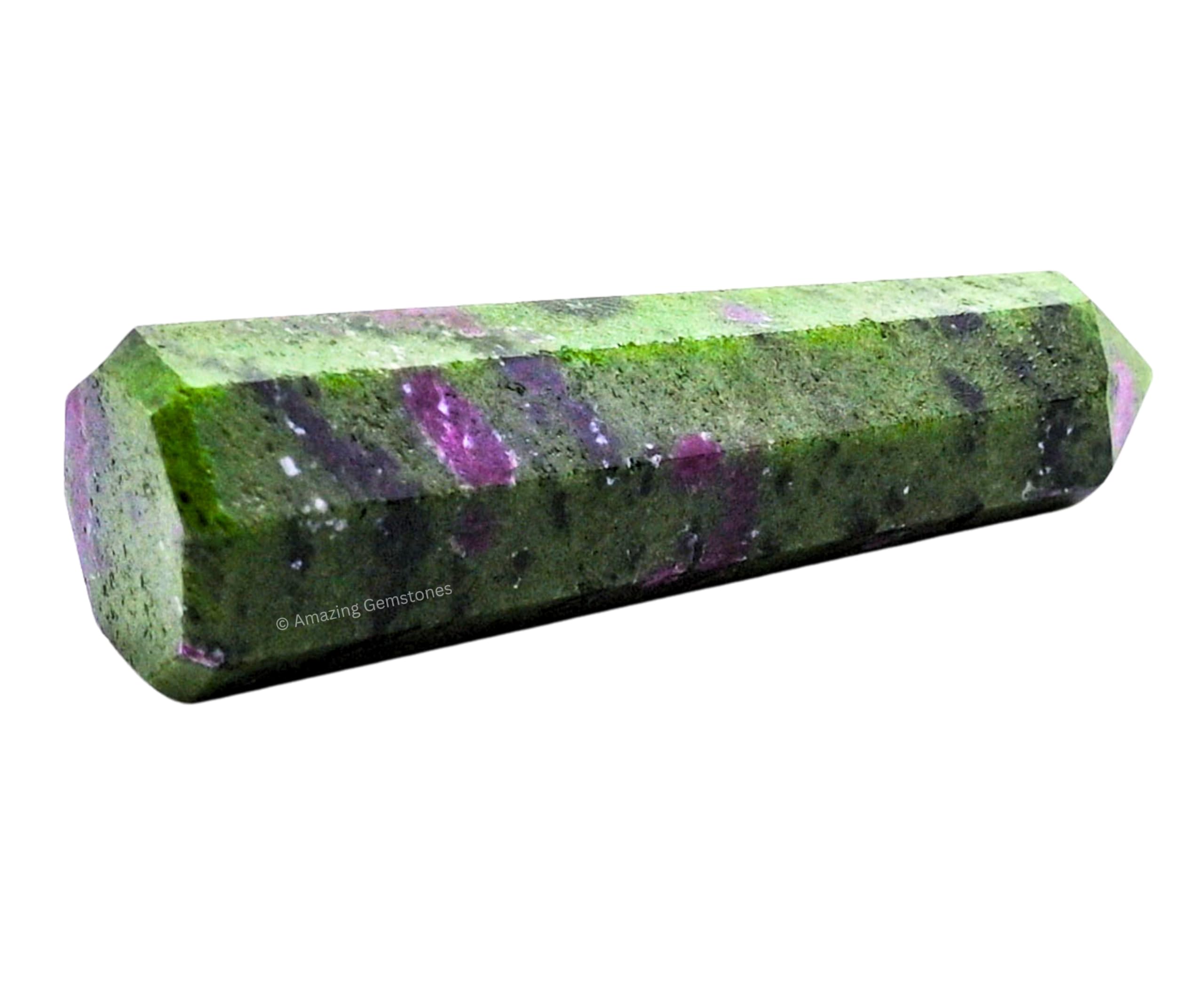 Amazing Gemstone obelisco-cristal rubí-zoisita para ampliar energía y equilibrio mental.