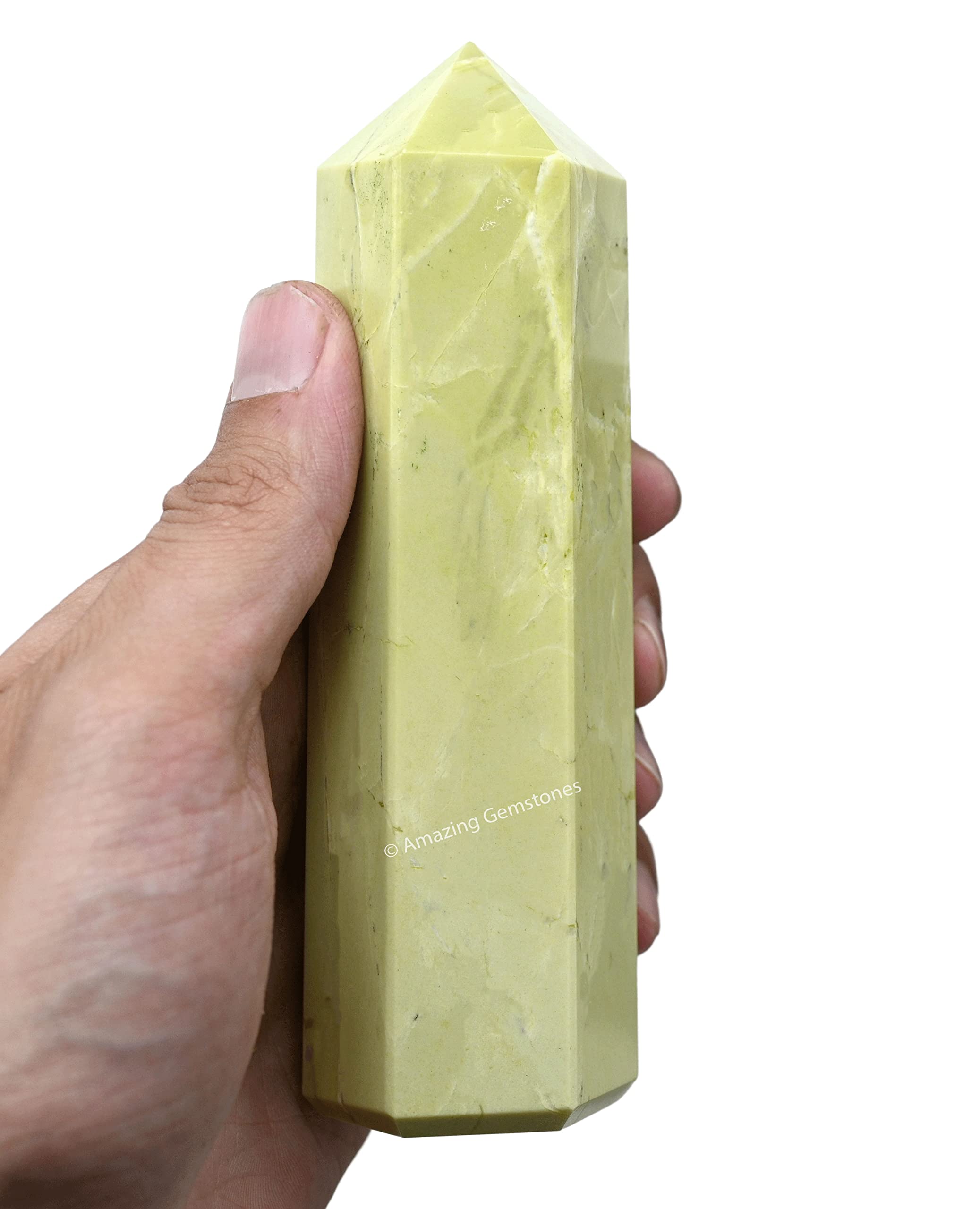 Amazing Gemstone Obelisco cristal serpentina para amplificar energía y equilibrio.
