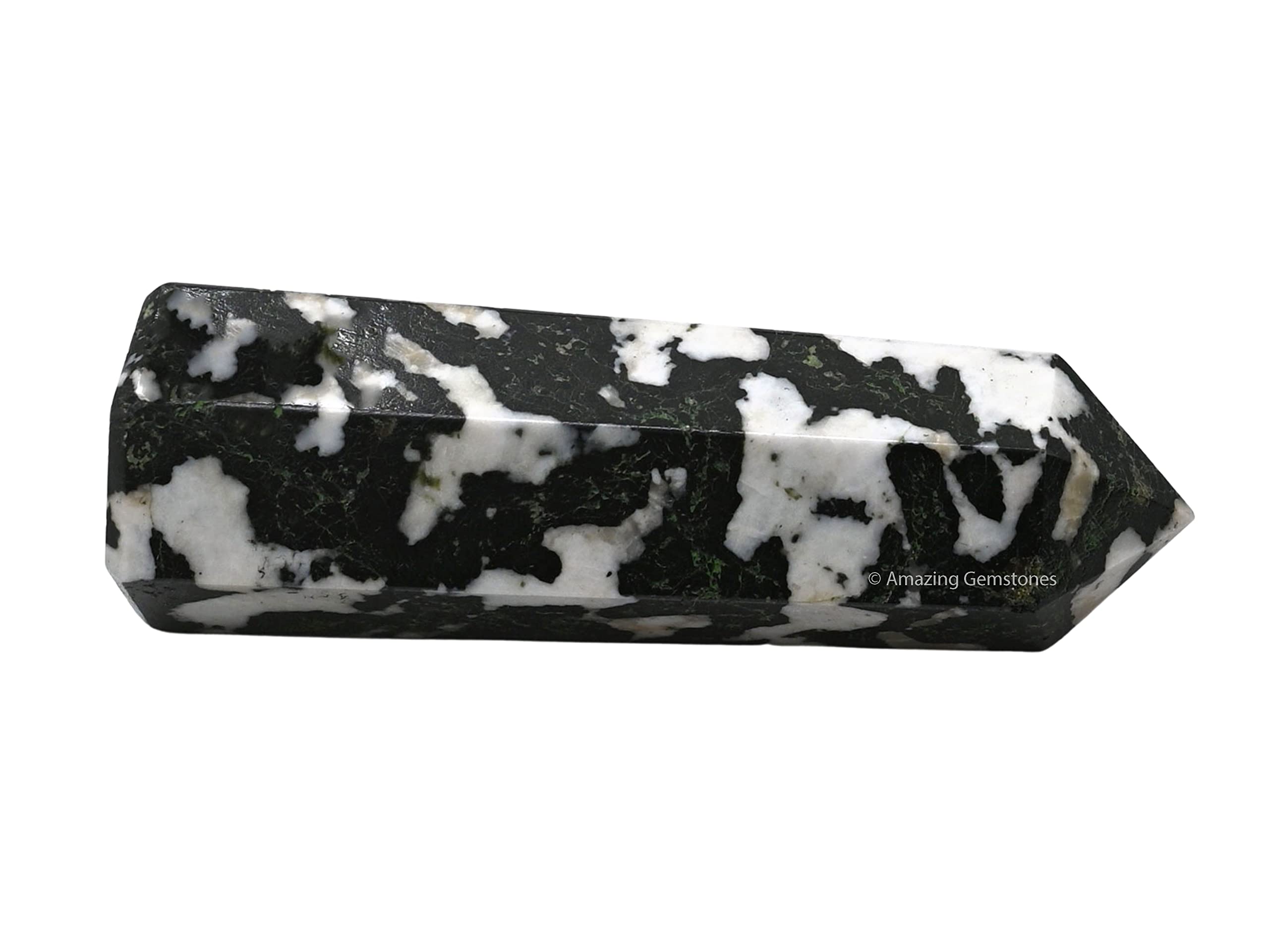 Amazing Gemstone obelisco de turmalina negra y blanca para grids y equilibrio energético.