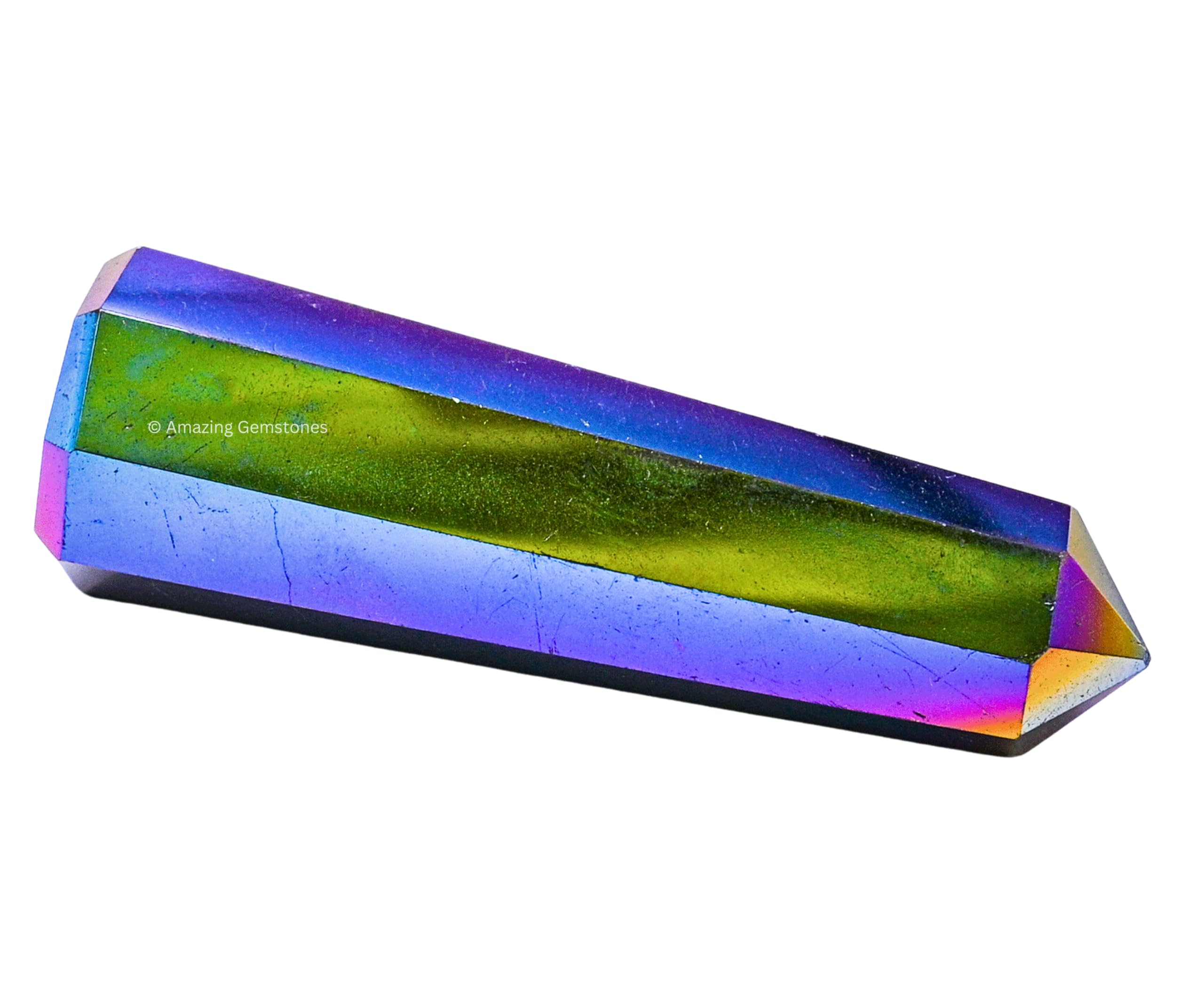 Amazing Gemstone obelisco cuarzo aura titanio, amplifica energía y facilita equilibrio mental.