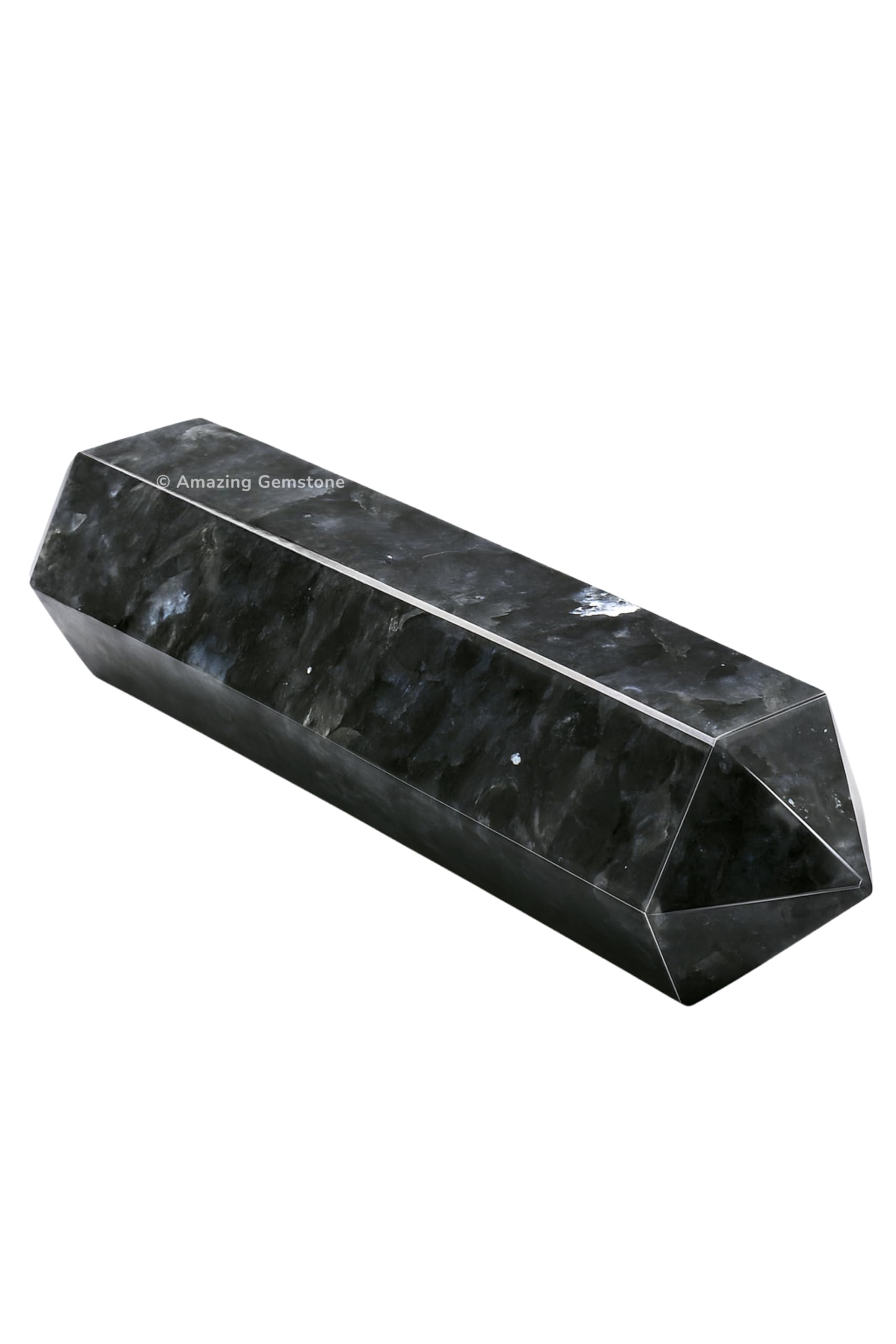Amazing Gemstone oblisco cristal larvikita grande para grid y meditaciones
