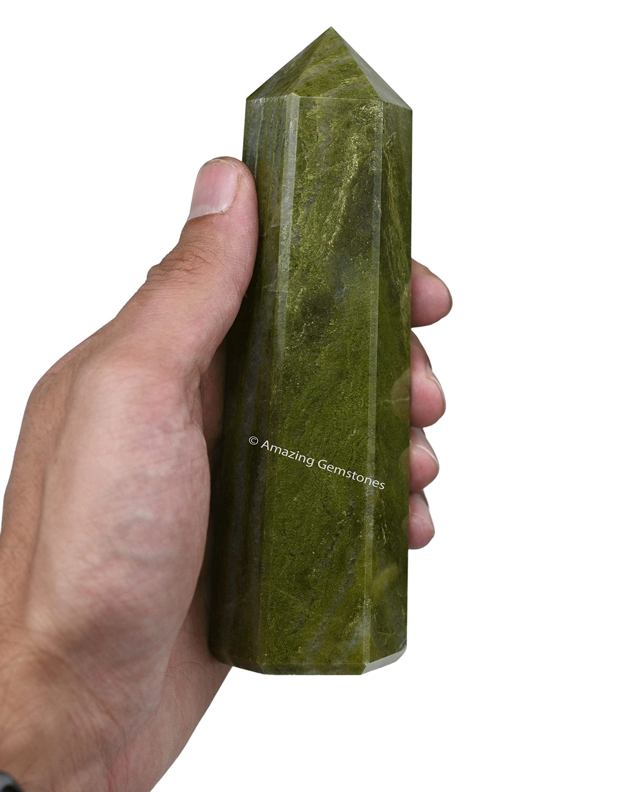 Amazing Gemstone oblisco Vesuvianita para concentrar energía y equilibrio