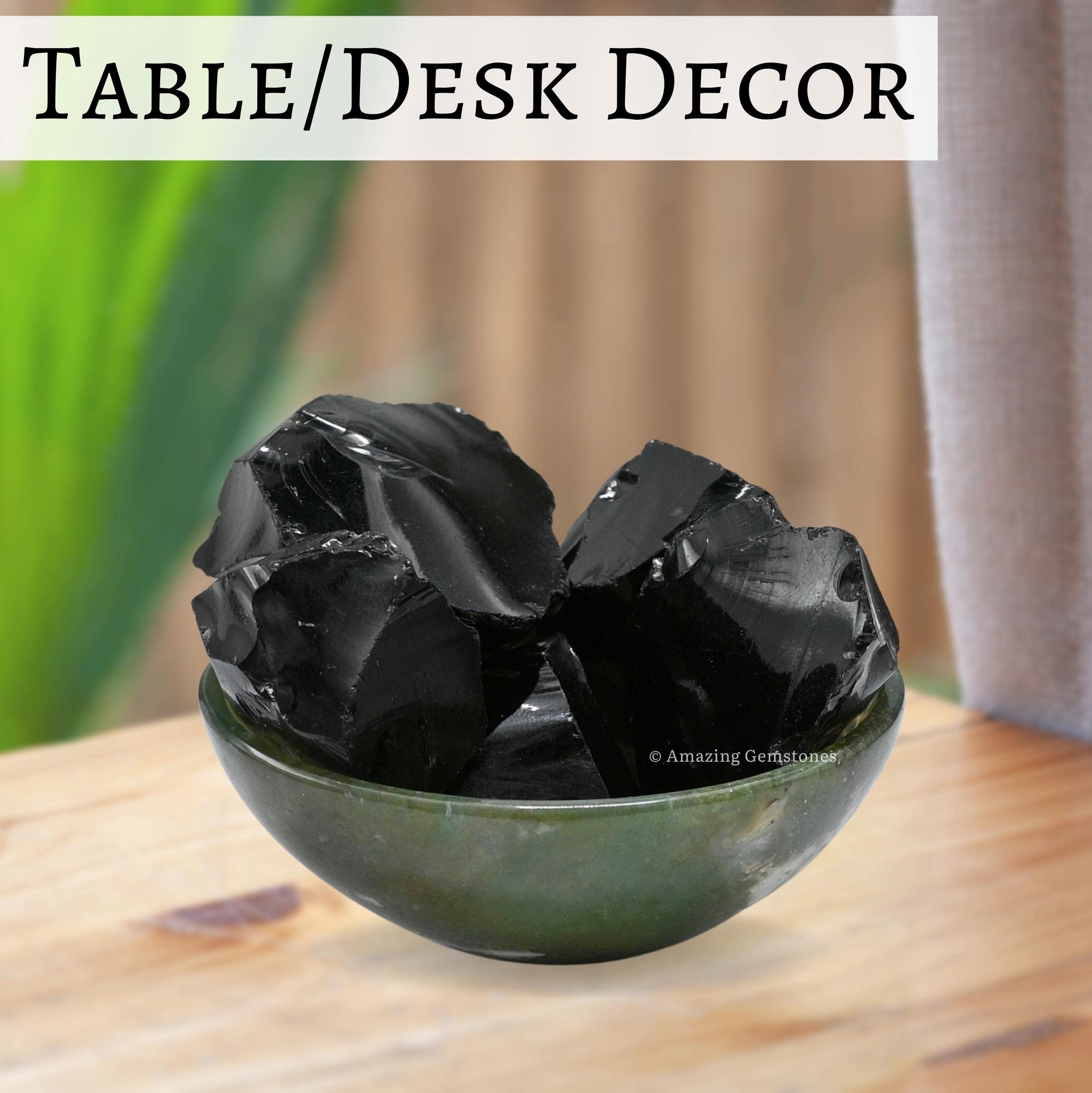 Amazing Gemstone obsidiana negra en caja regalo con certificado.