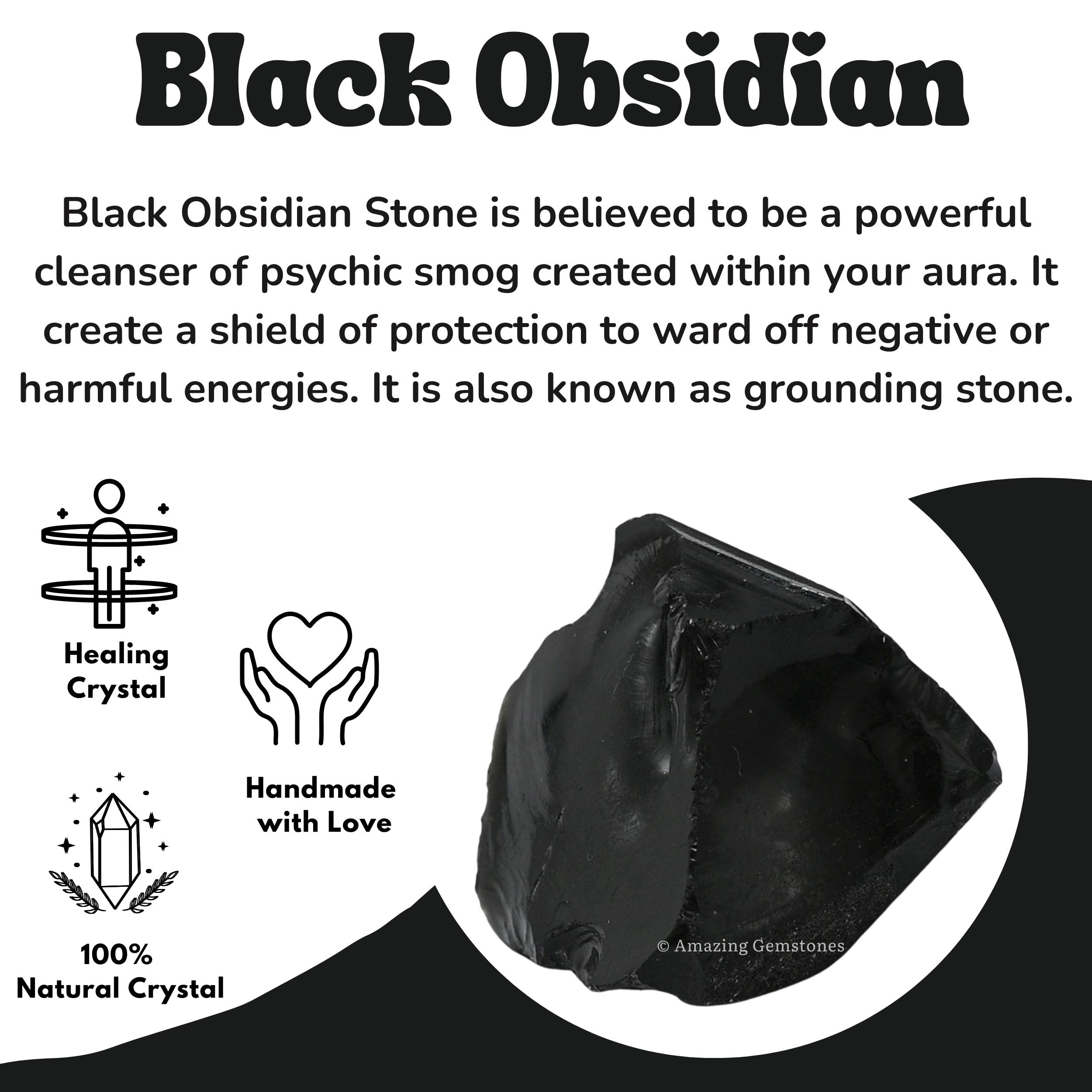 Amazing Gemstone obsidiana negra detalle de superficie para artesanía.